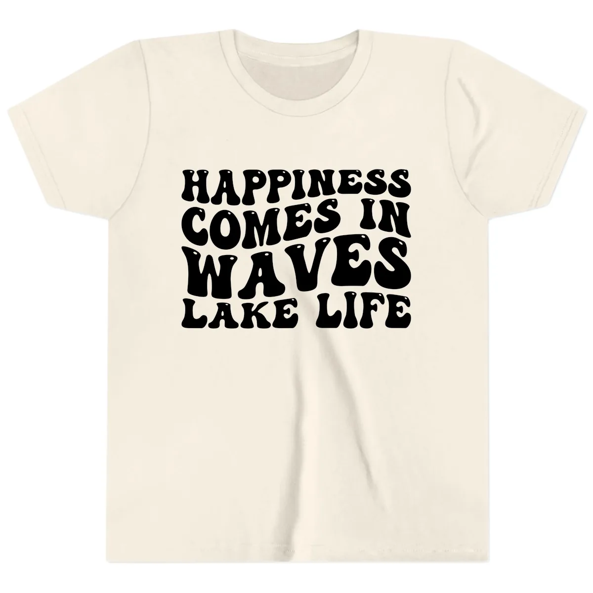 Happiness Comes In Waves Lake Life Youth T-Shirt in Natural