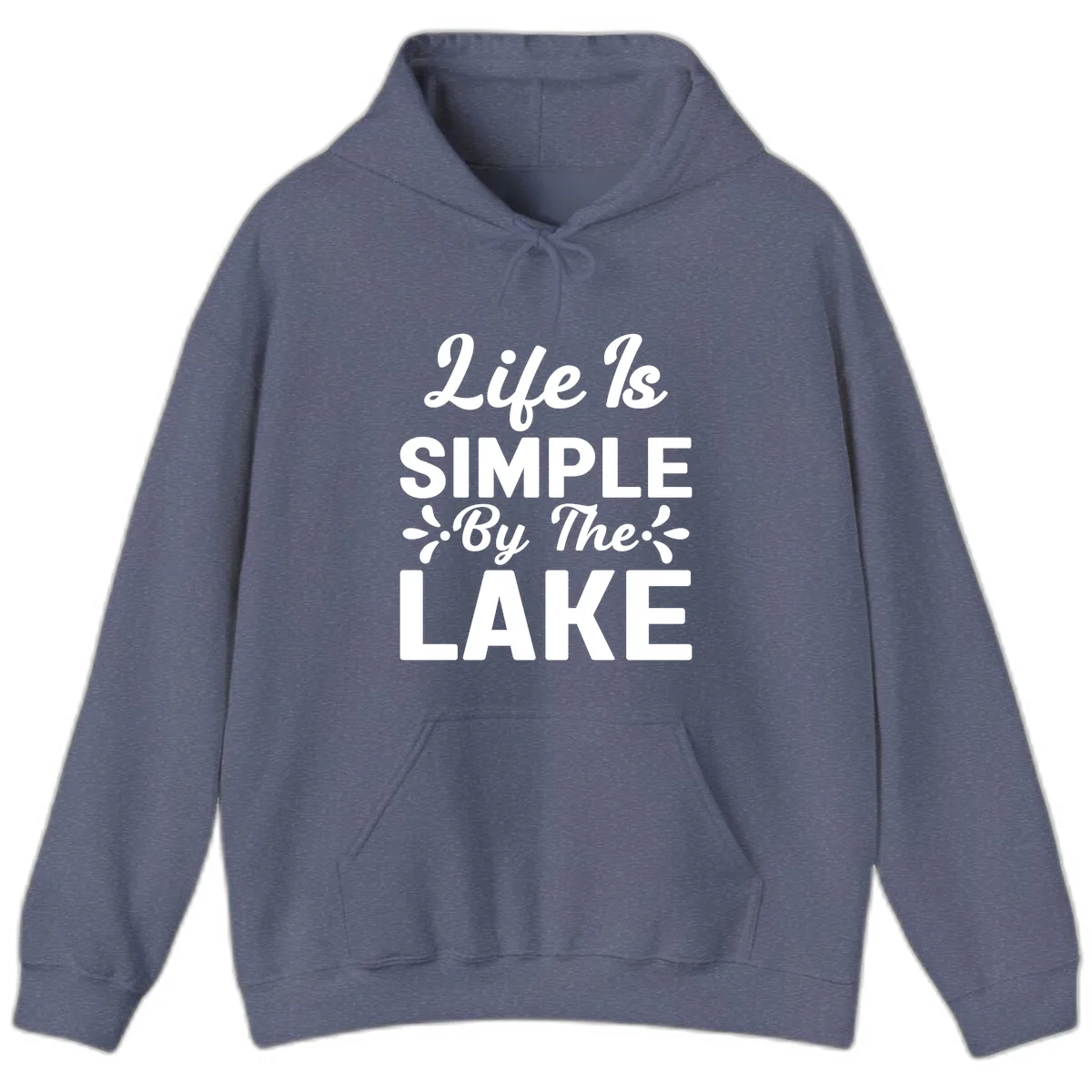 Life Is Simple By The Lake Hoodie in Heather Navy