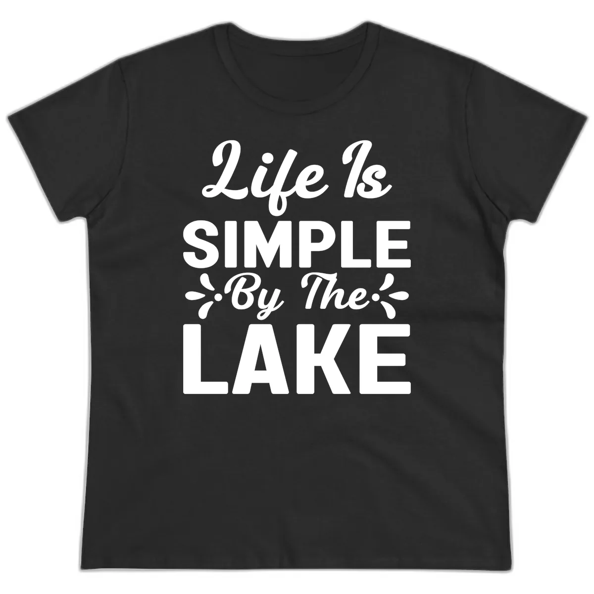 Life Is Simple By The Lake Ladies Tee in Black