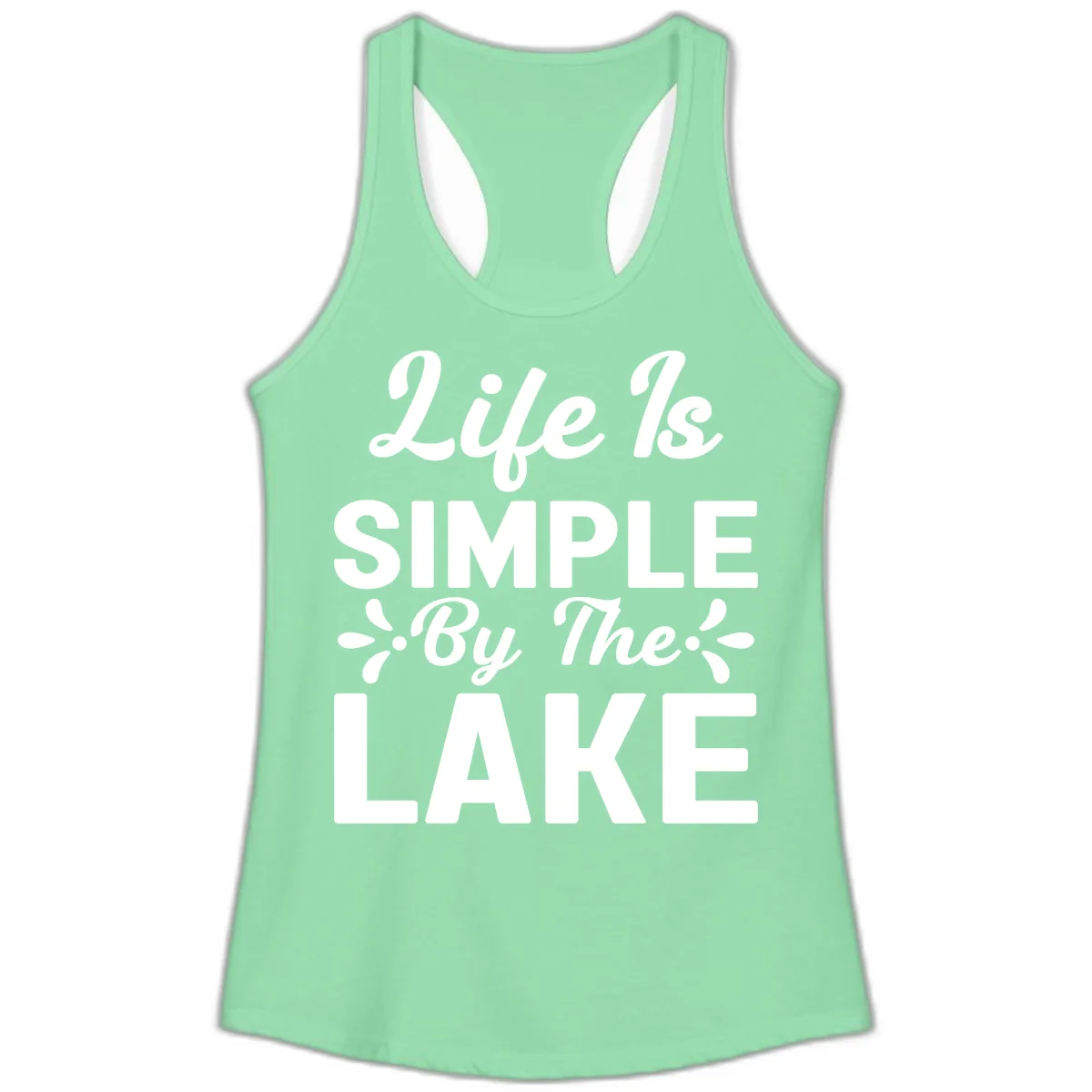 Life Is Simple By The Lake Ladies Tank in Solid Mint