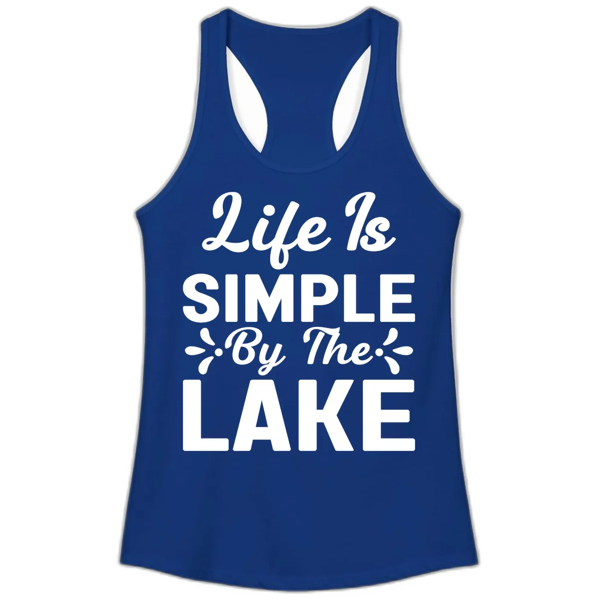 Life Is Simple By The Lake Ladies Tank in Solid Royal