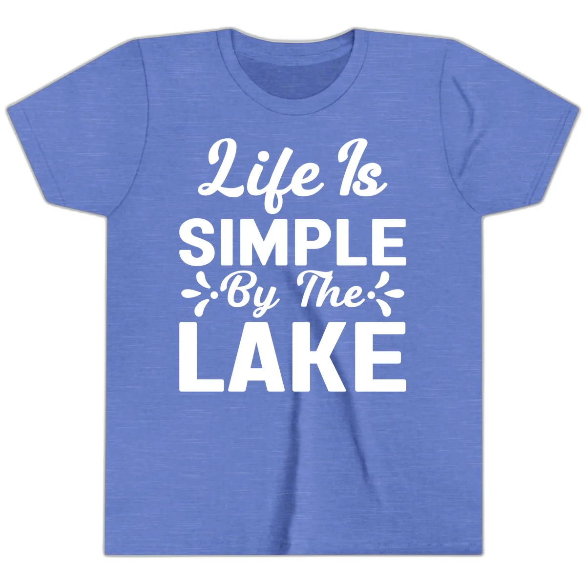 Life Is Simple By The Lake Youth T-Shirt in Heather Columbia Blue