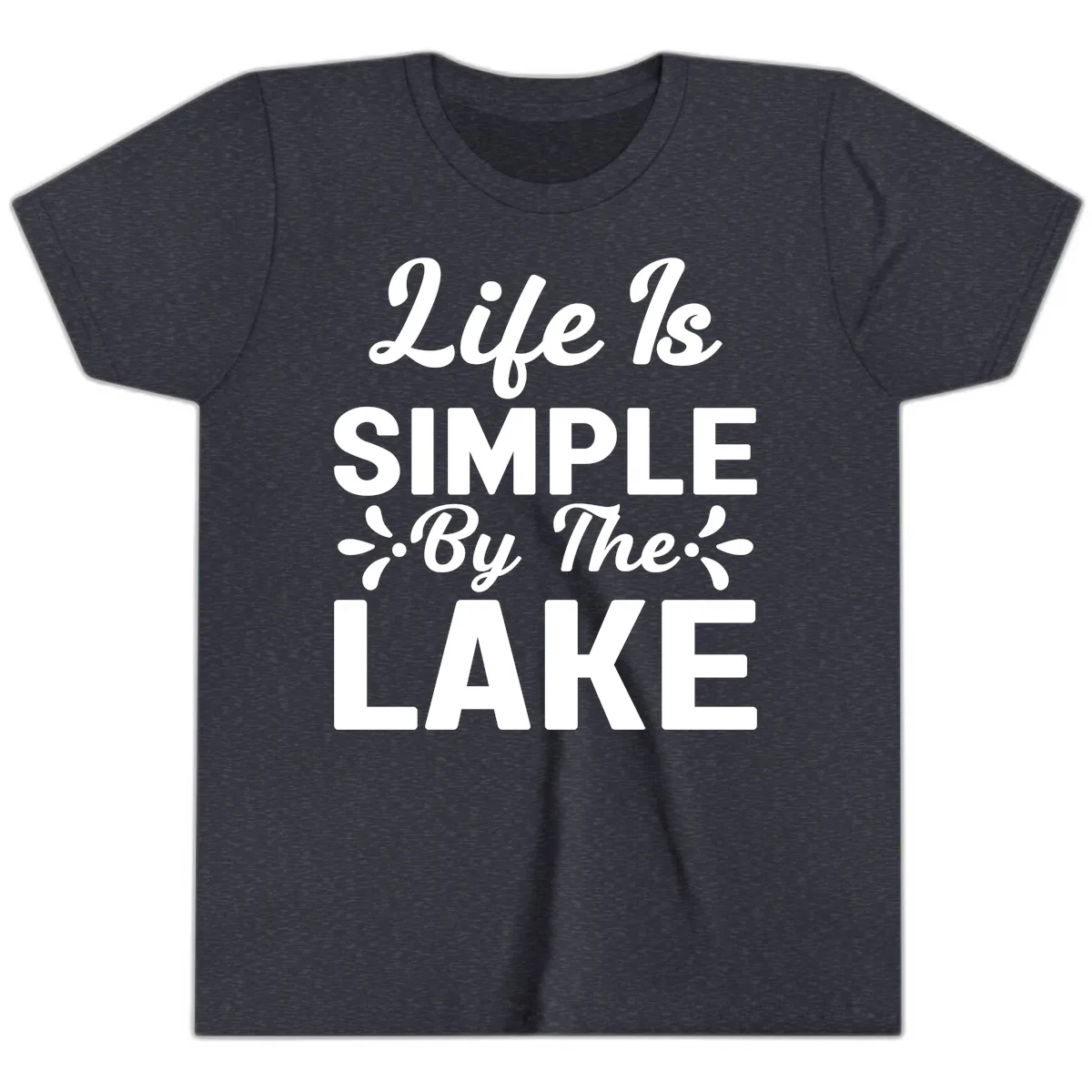 Life Is Simple By The Lake Youth T-Shirt in Heather Navy
