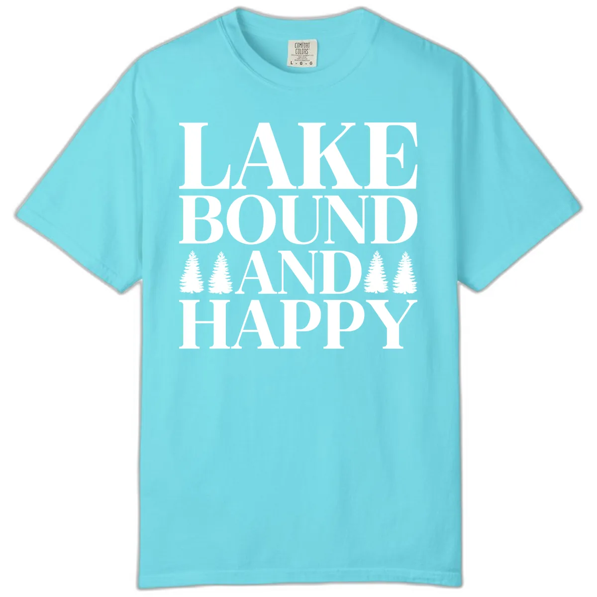 Lake Bound And Happy Design Comfort Color in Lagoon Blue