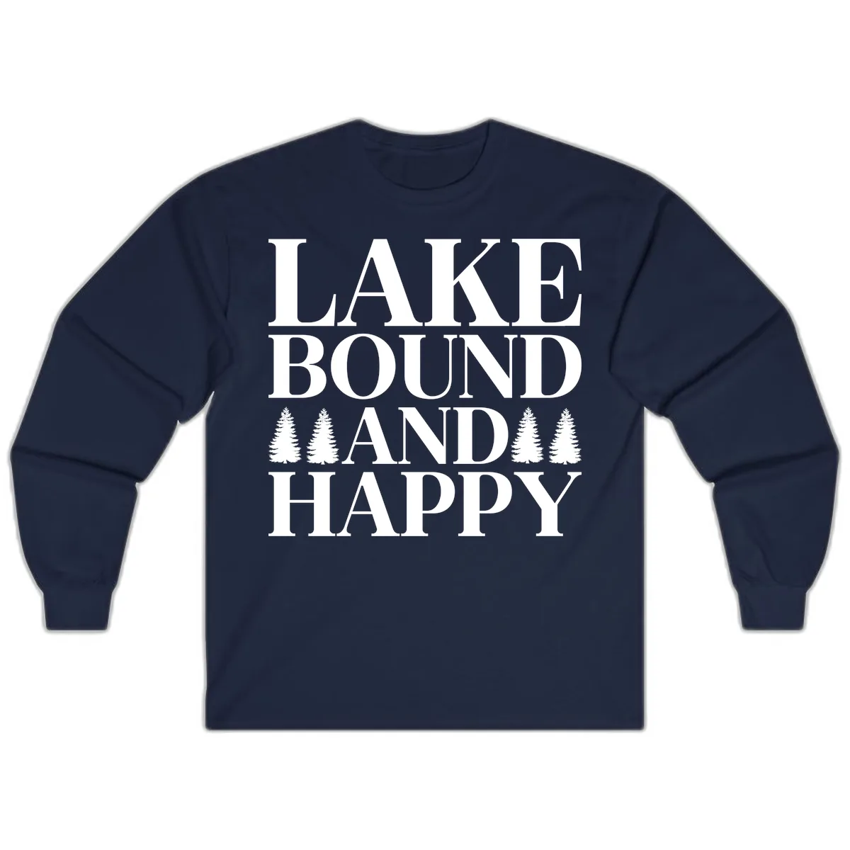 Lake Bound And Happy Design Long Sleeve in Navy