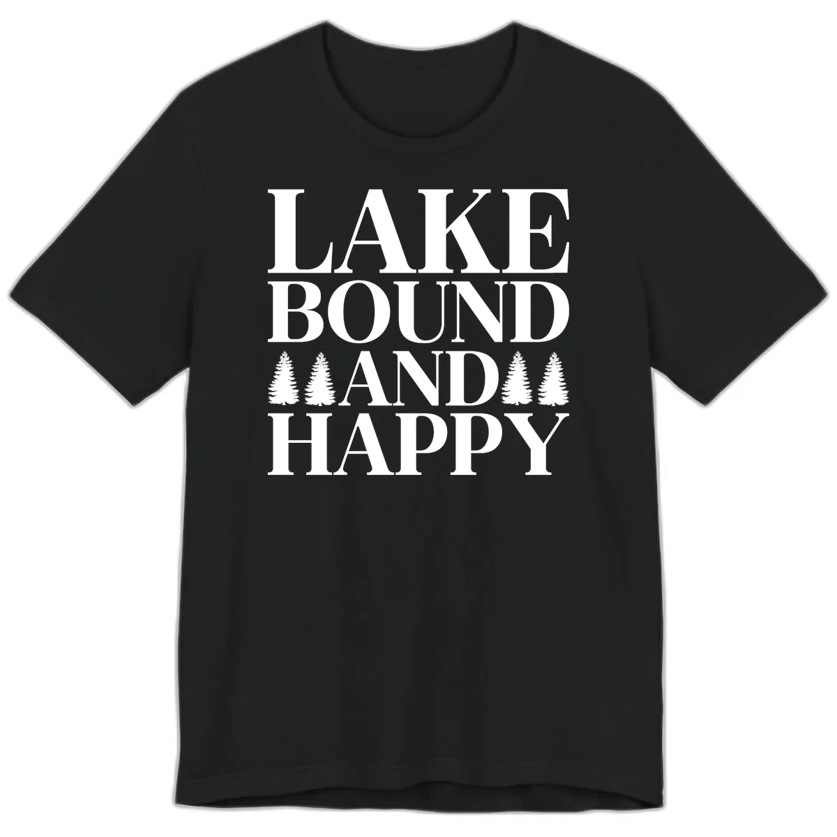 Lake Bound And Happy Design Premium T-Shirt in Black