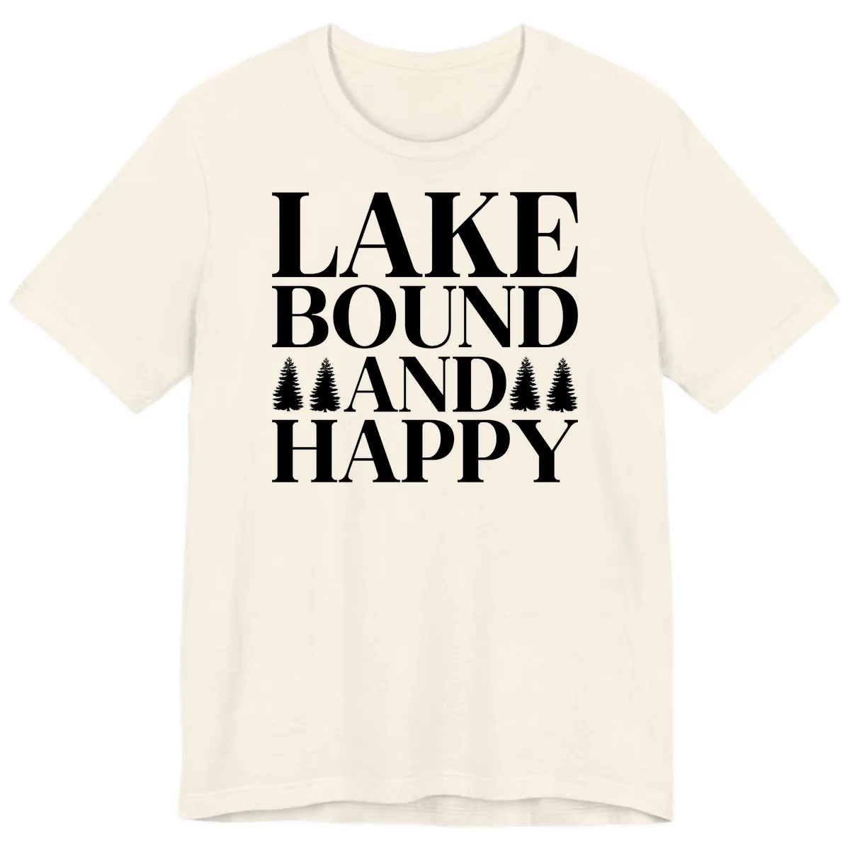 Lake Bound And Happy Design Premium T-Shirt in Natural