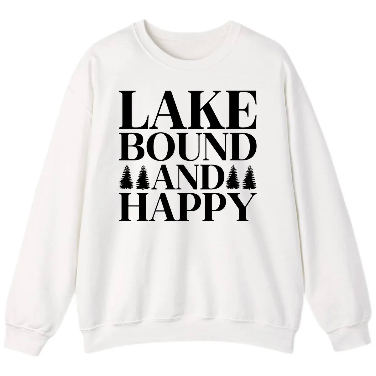 Lake Bound And Happy Design Sweatshirt in White