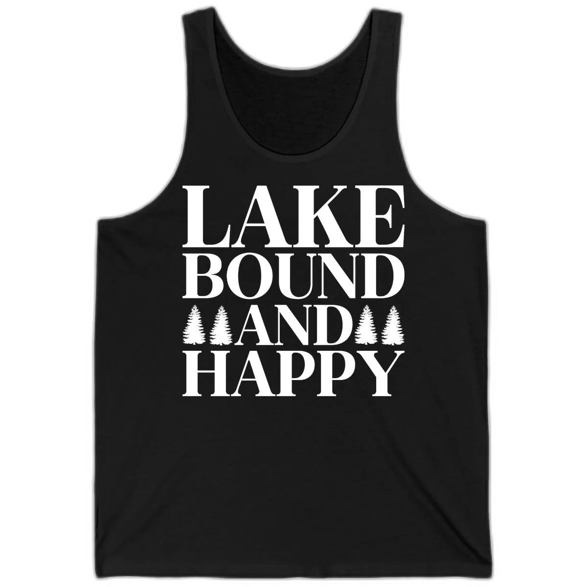 Lake Bound And Happy Design Tank in Black