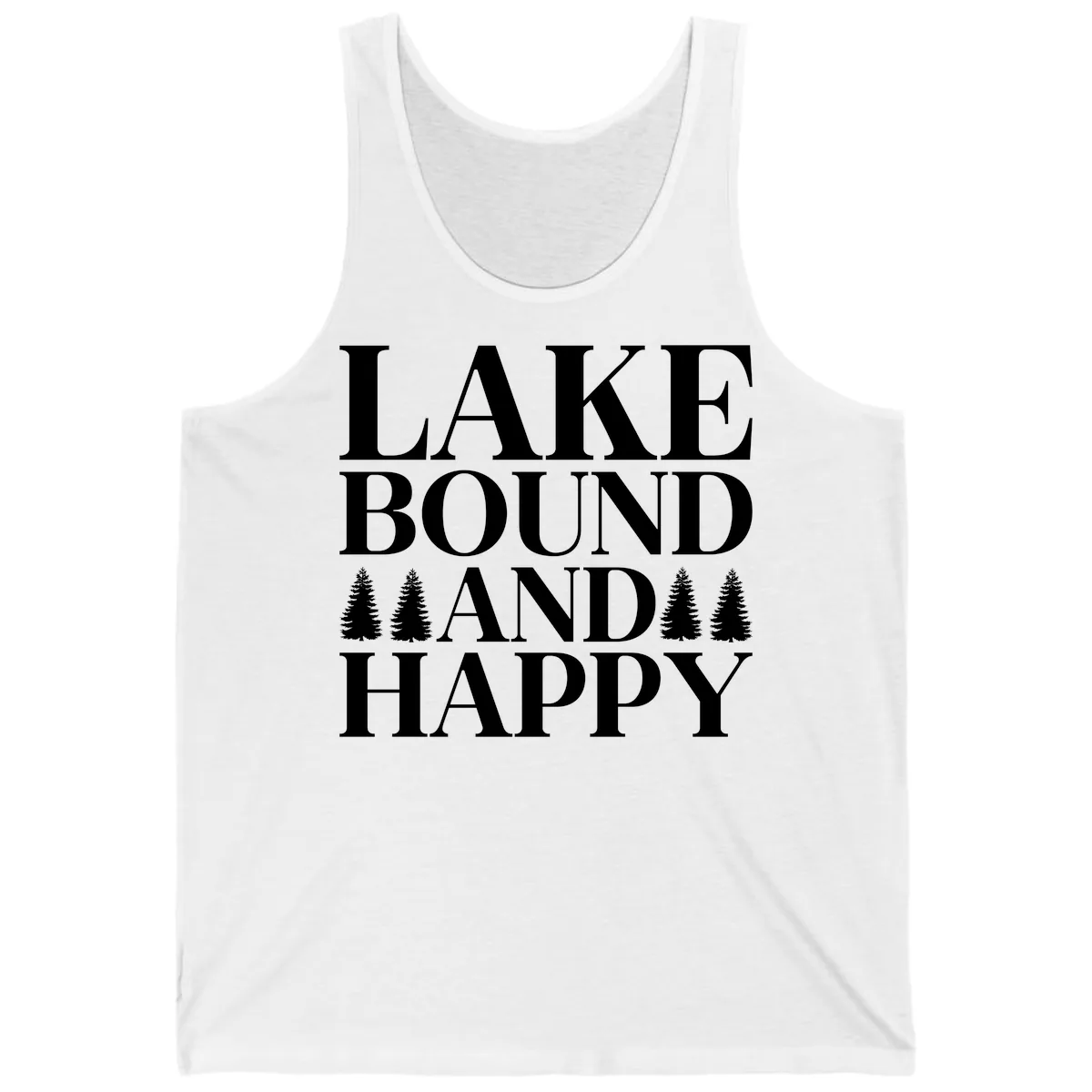Lake Bound And Happy Design Tank in White