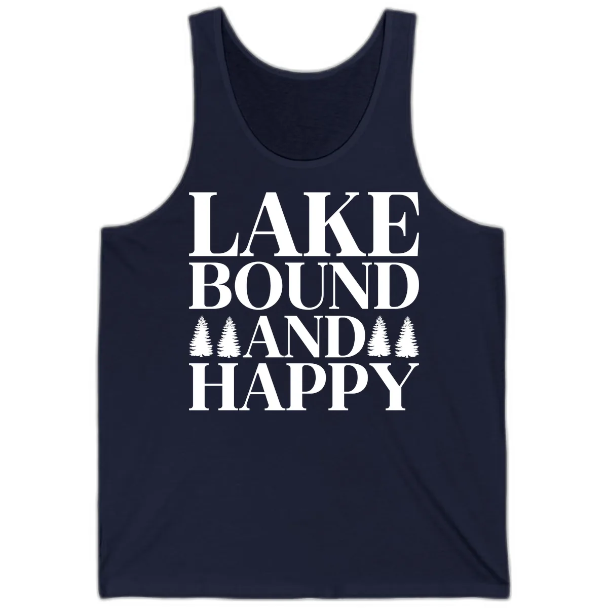 Lake Bound And Happy Design Tank in Navy