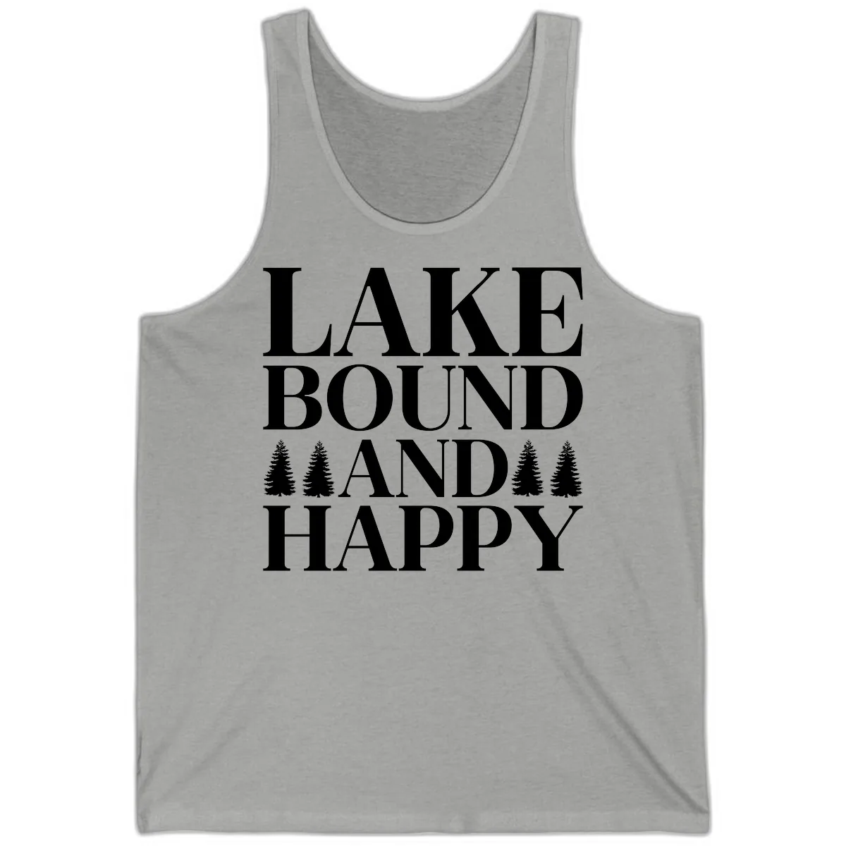 Lake Bound And Happy Design Tank in Athletic Heather