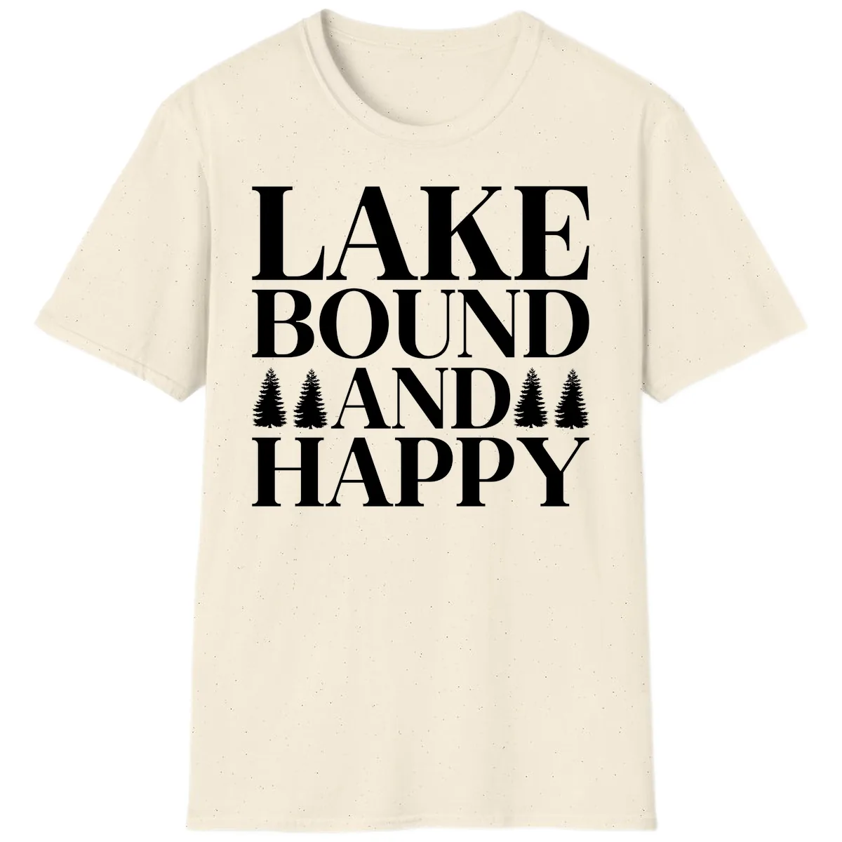 Lake Bound And Happy Design T-Shirt in Natural