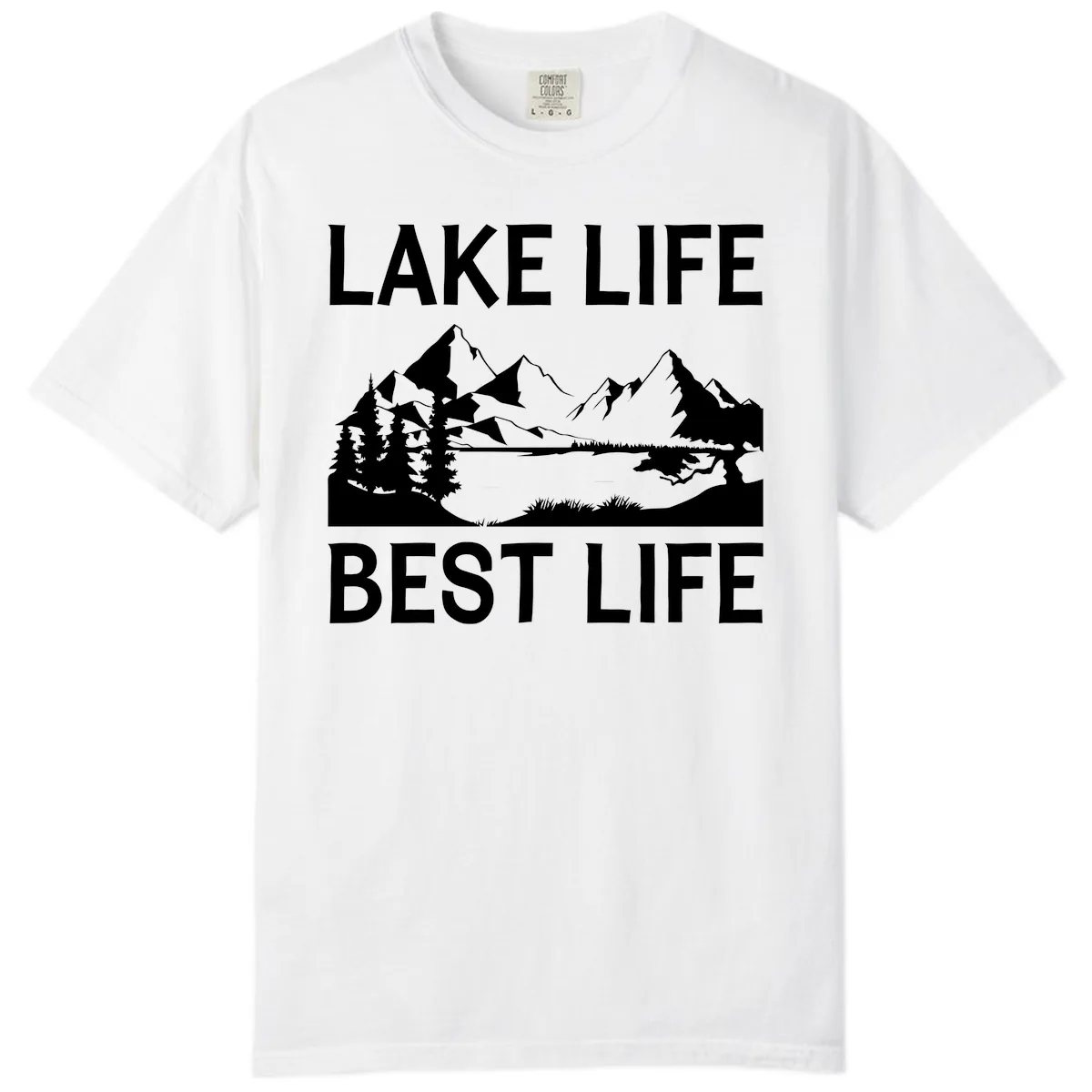 Lake Life Best Life Mountain Scene Comfort Color in White