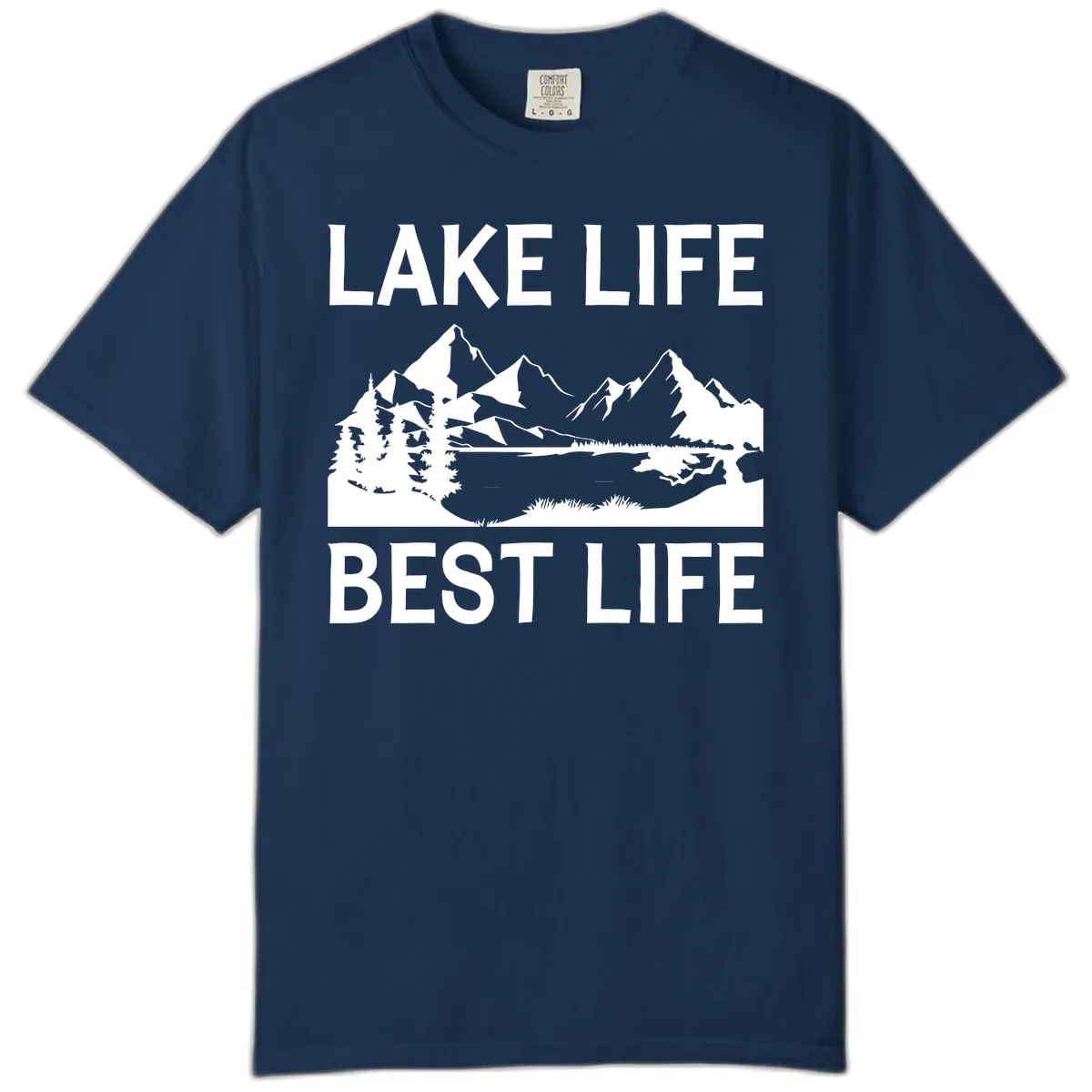 Lake Life Best Life Mountain Scene Comfort Color in Navy