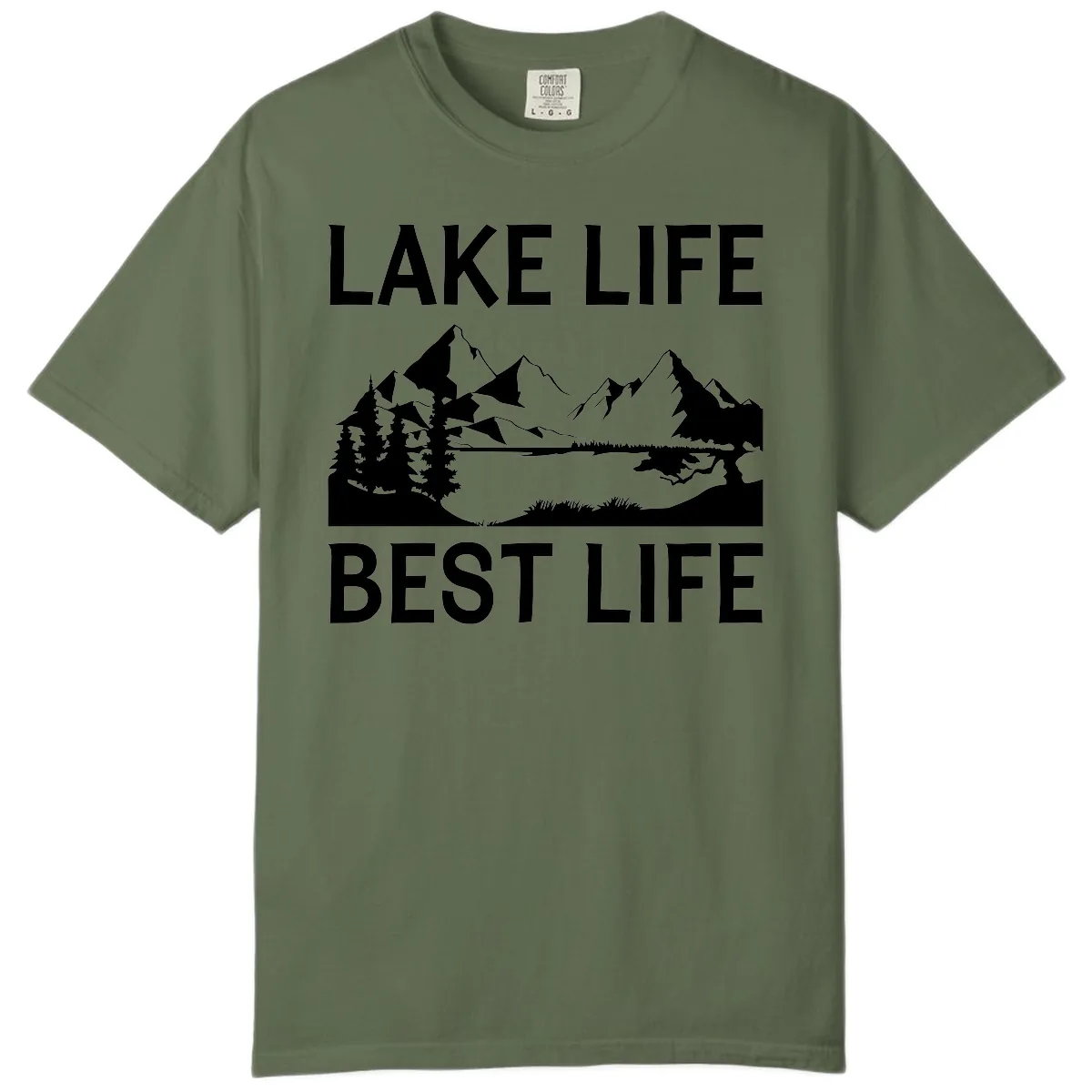 Lake Life Best Life Mountain Scene Comfort Color in Sage