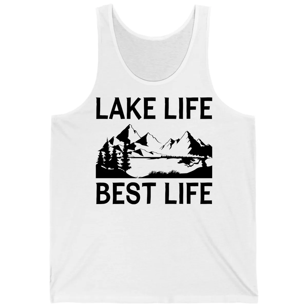 Lake Life Best Life Mountain Scene Tank in White