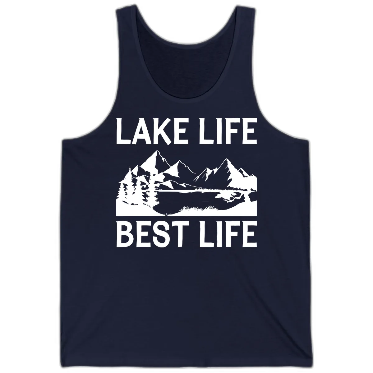 Lake Life Best Life Mountain Scene Tank in Navy