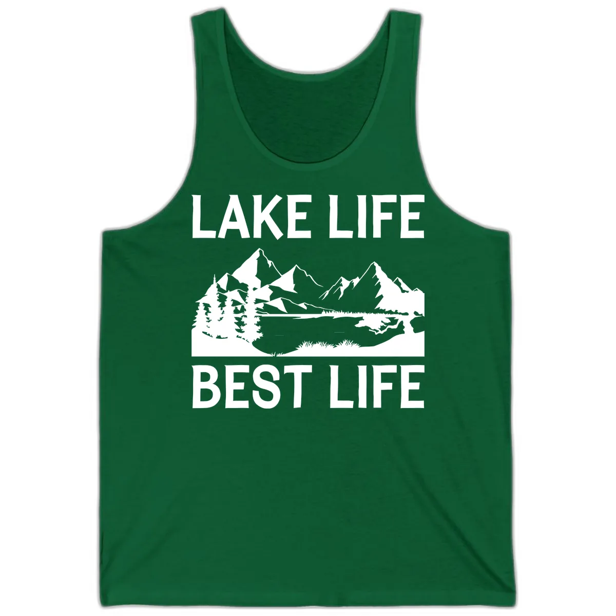 Lake Life Best Life Mountain Scene Tank in Kelly