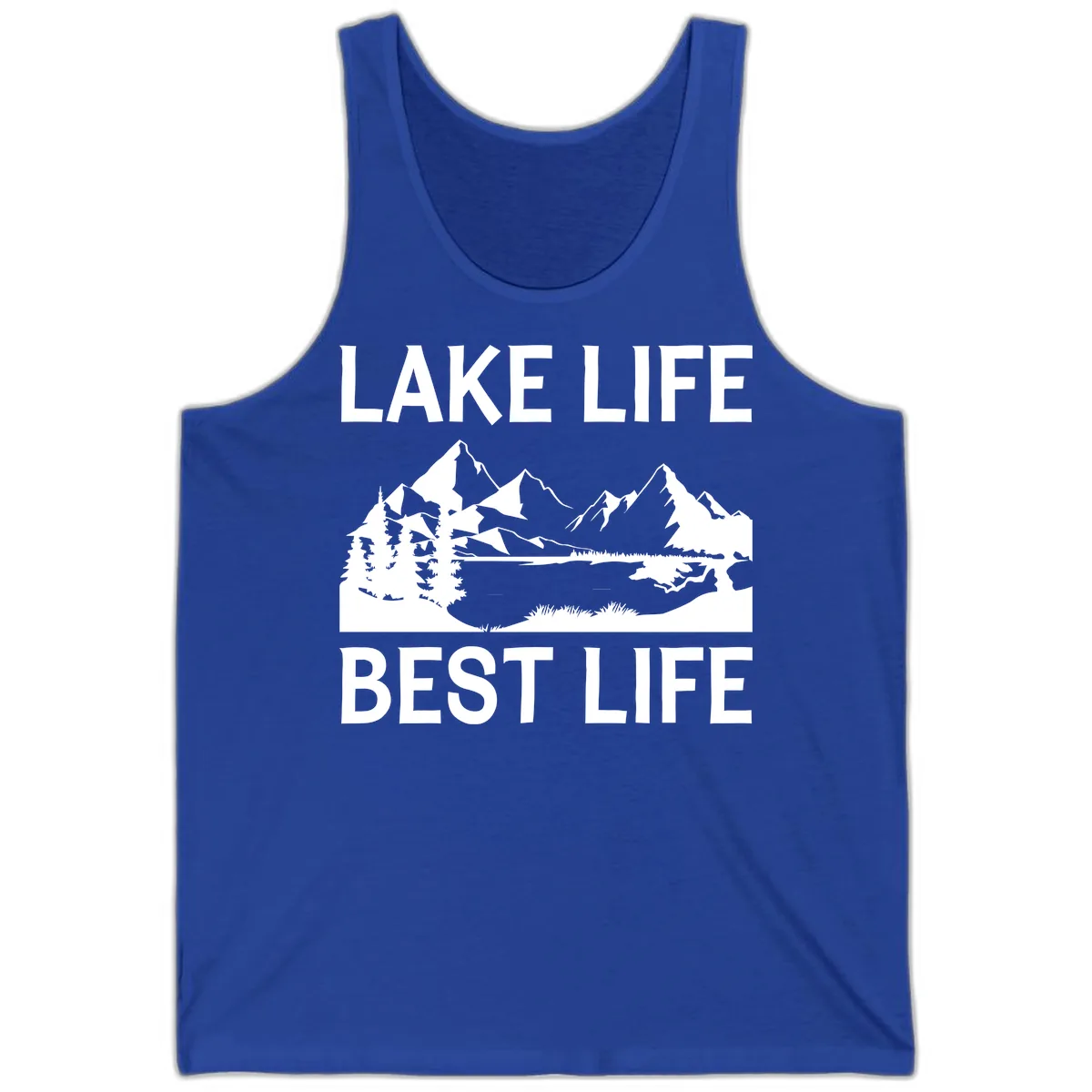 Lake Life Best Life Mountain Scene Tank in True Royal