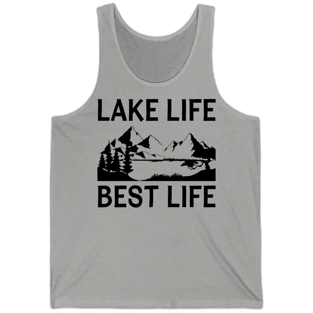 Lake Life Best Life Mountain Scene Tank in Athletic Heather