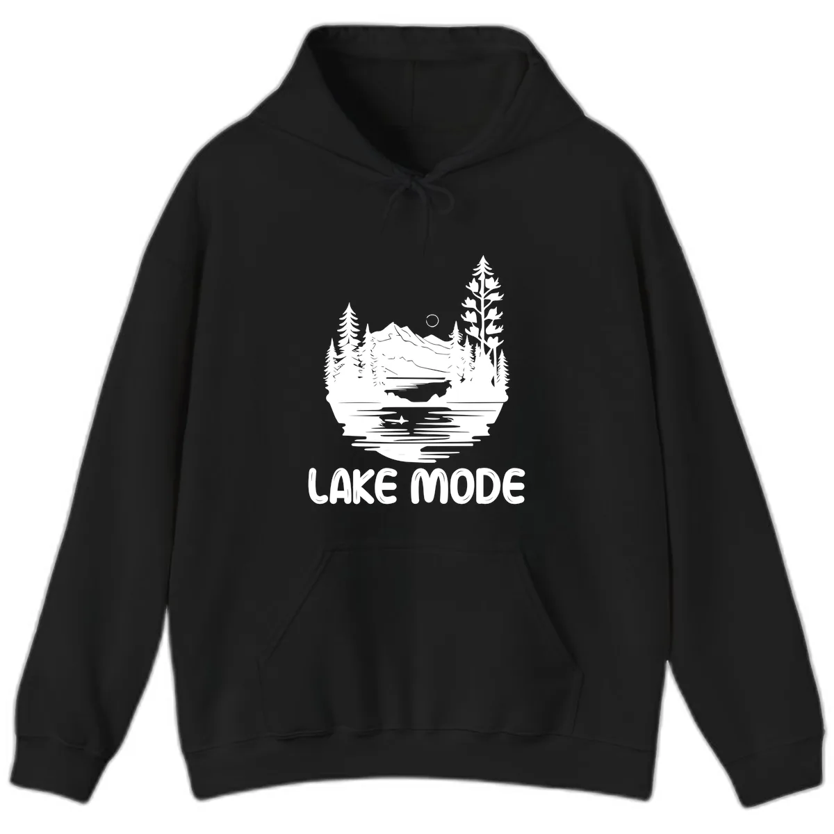 Lake Mode Mountain Landscape Hoodie in Black