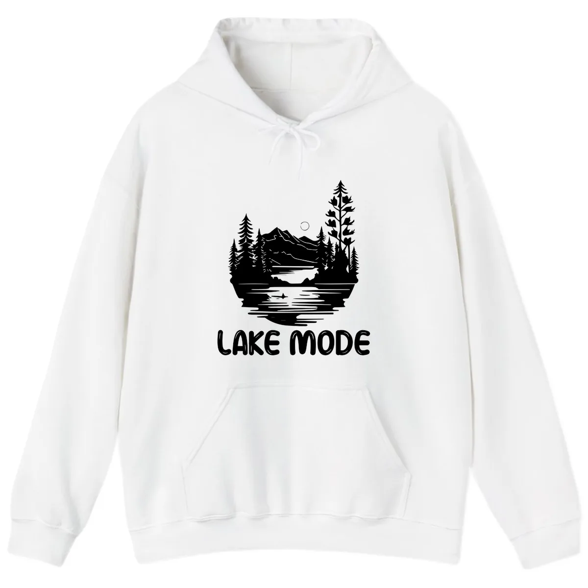 Lake Mode Mountain Landscape Hoodie in White