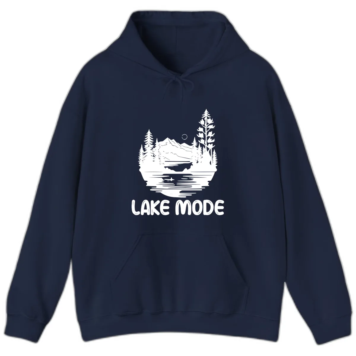 Lake Mode Mountain Landscape Hoodie in Navy