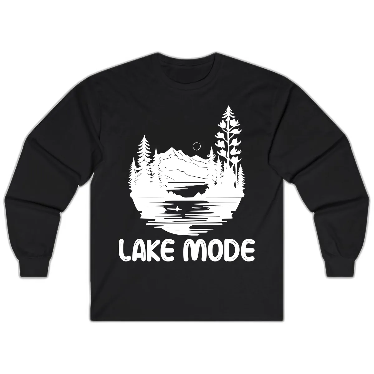 Lake Mode Mountain Landscape Long Sleeve in Black