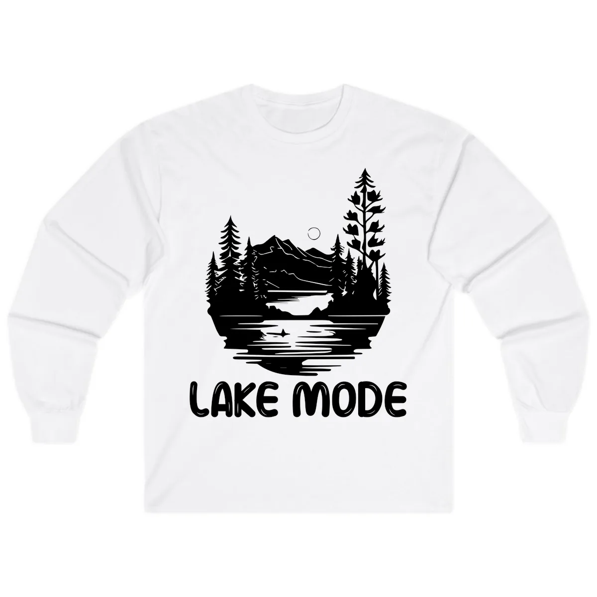 Lake Mode Mountain Landscape Long Sleeve in White