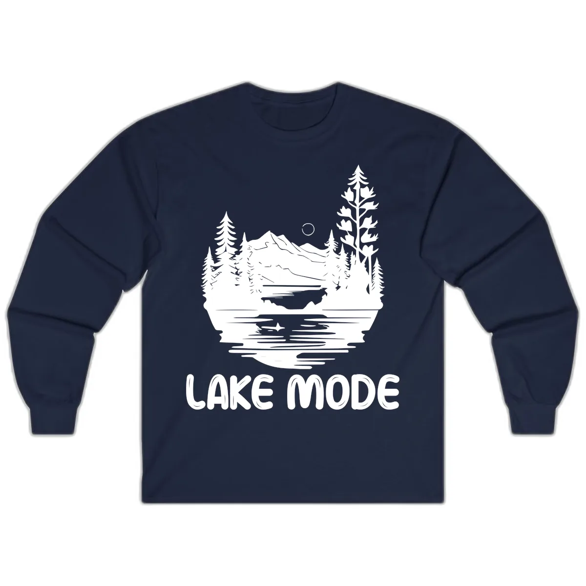 Lake Mode Mountain Landscape Long Sleeve in Navy