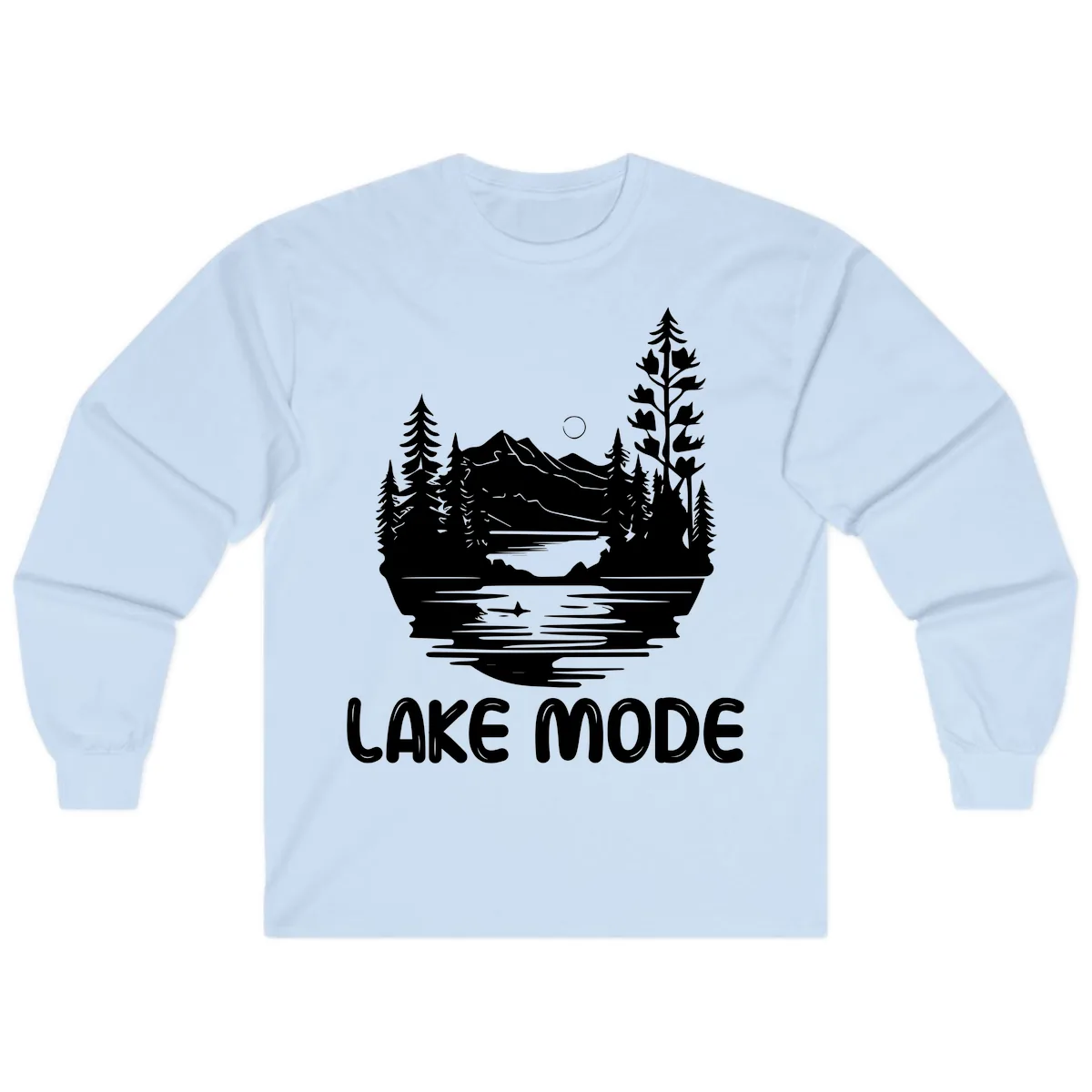 Lake Mode Mountain Landscape Long Sleeve in Light Blue