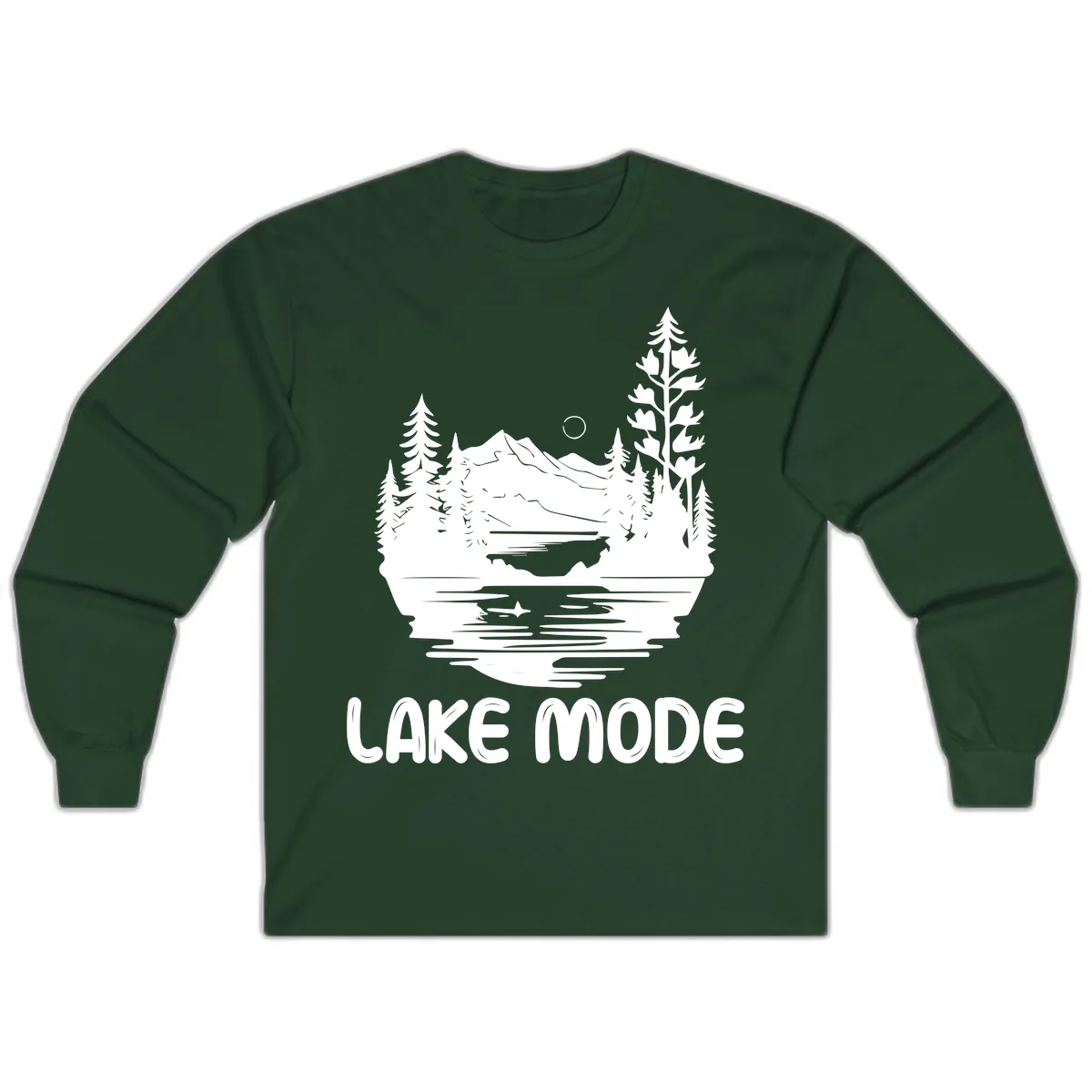 Lake Mode Mountain Landscape Long Sleeve in Forest Green