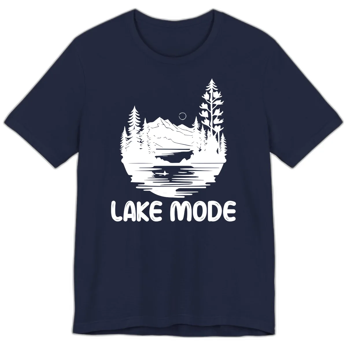 Lake Mode Mountain Landscape Premium T-Shirt in Navy