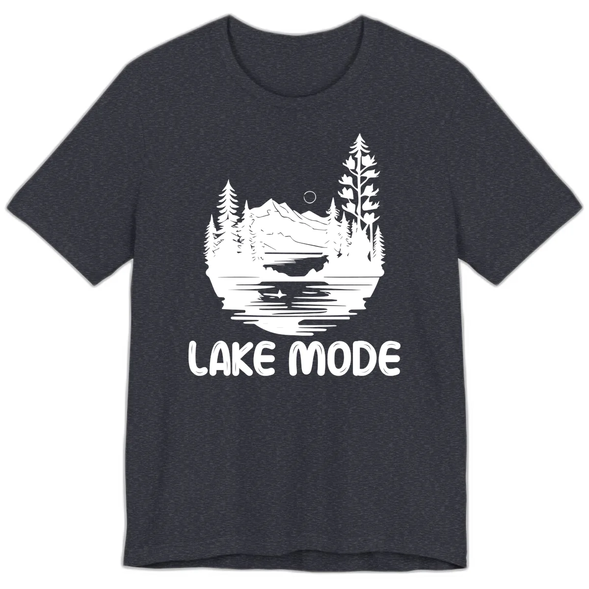 Lake Mode Mountain Landscape Premium T-Shirt in Heather Navy