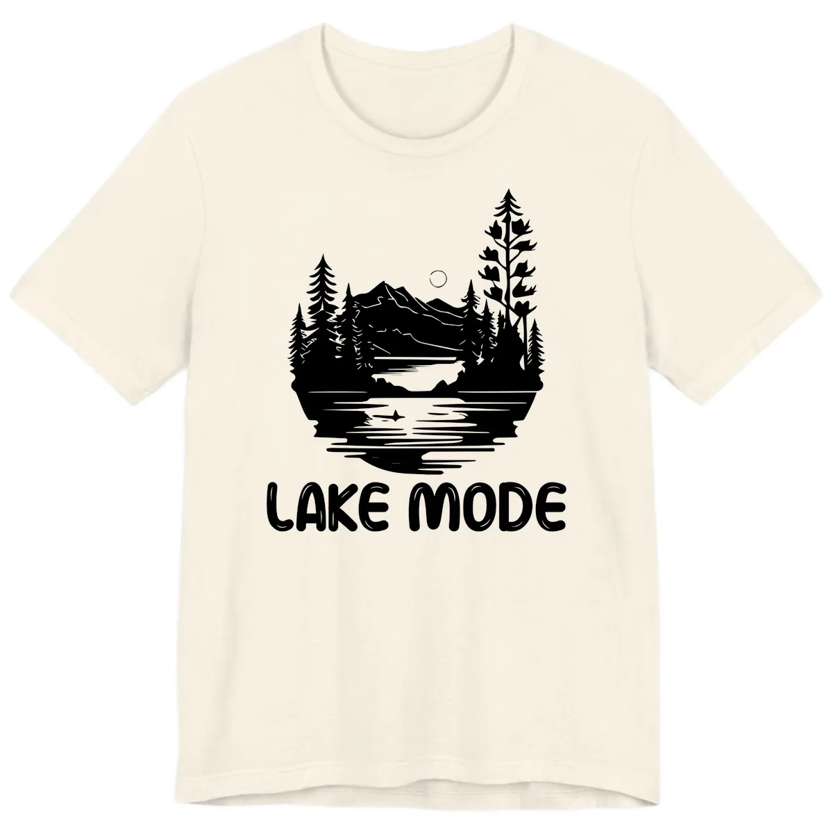 Lake Mode Mountain Landscape Premium T-Shirt in Natural