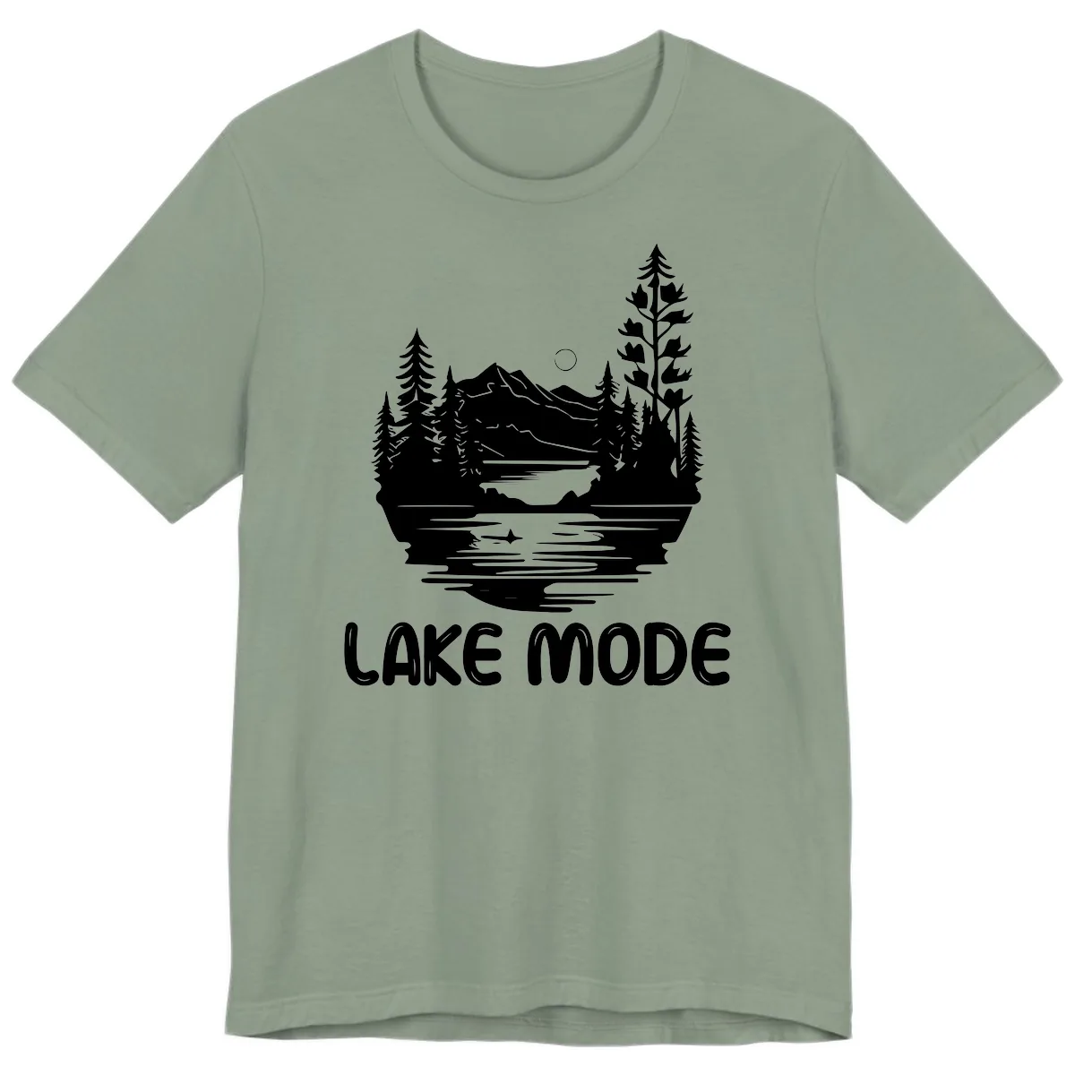 Lake Mode Mountain Landscape Premium T-Shirt in Sage