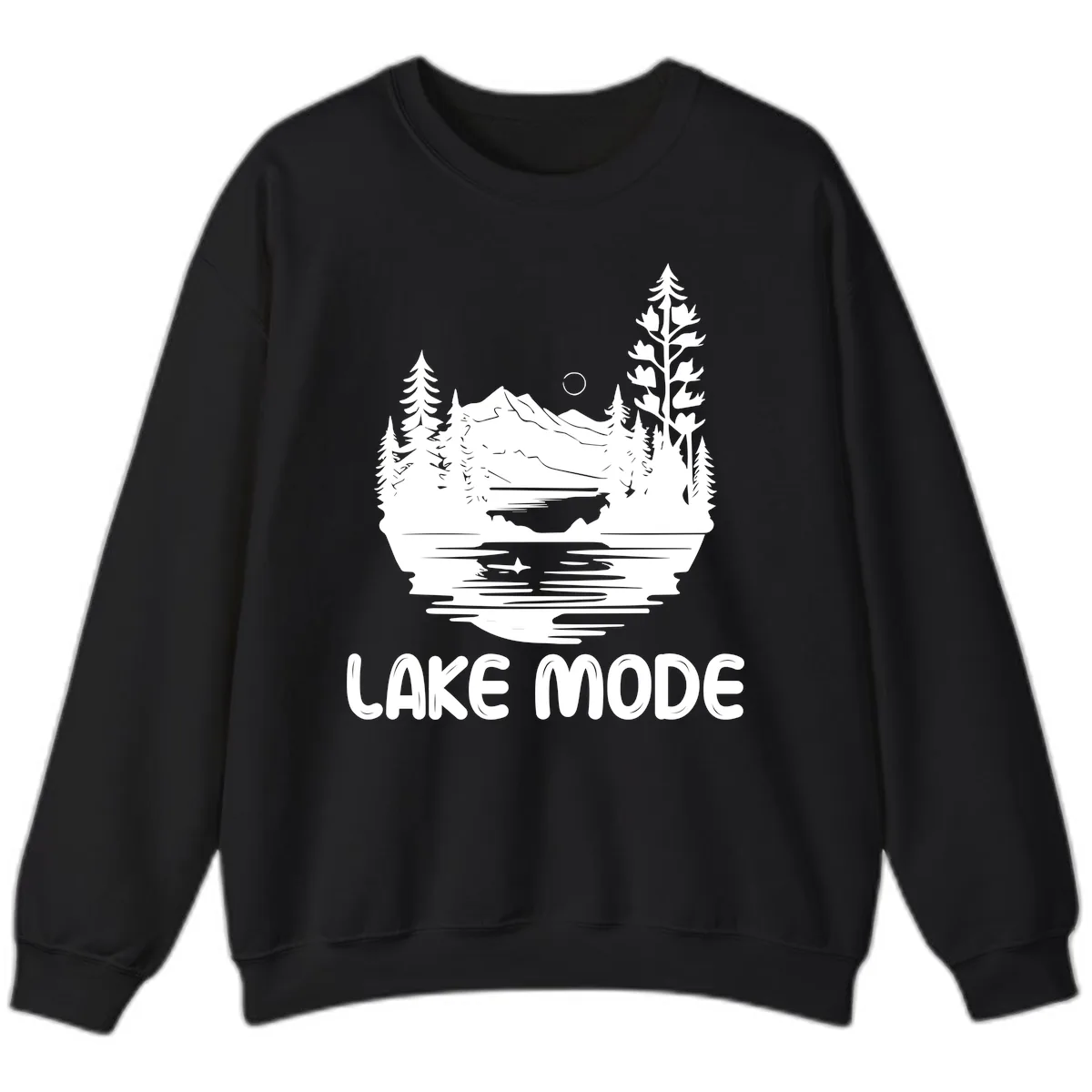 Lake Mode Mountain Landscape Sweatshirt in Black