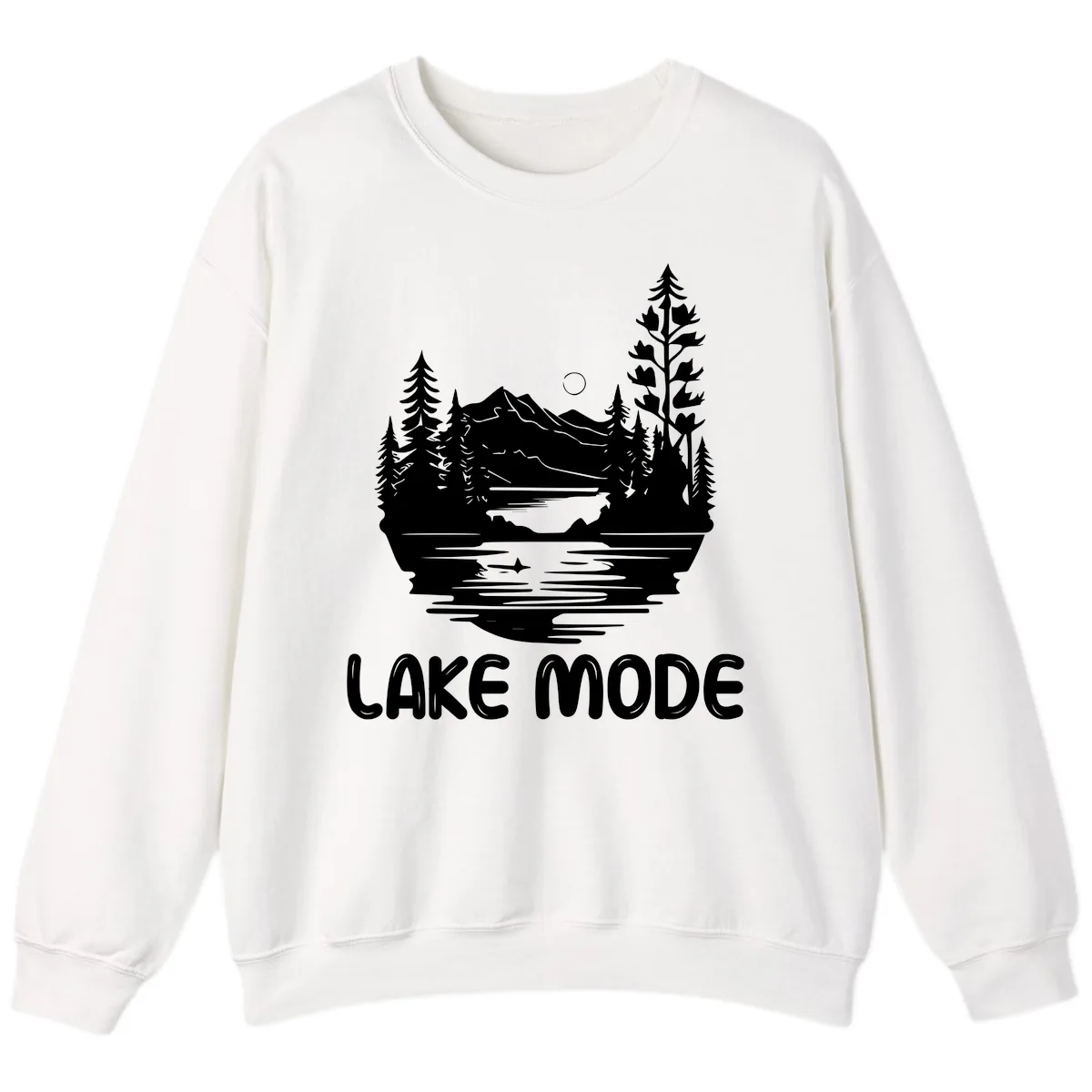 Lake Mode Mountain Landscape Sweatshirt in White