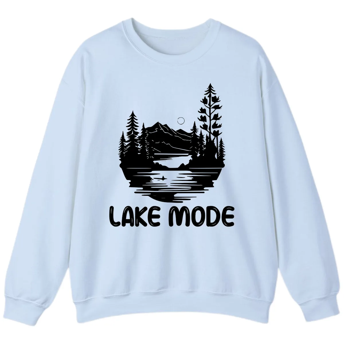 Lake Mode Mountain Landscape Sweatshirt in Light Blue