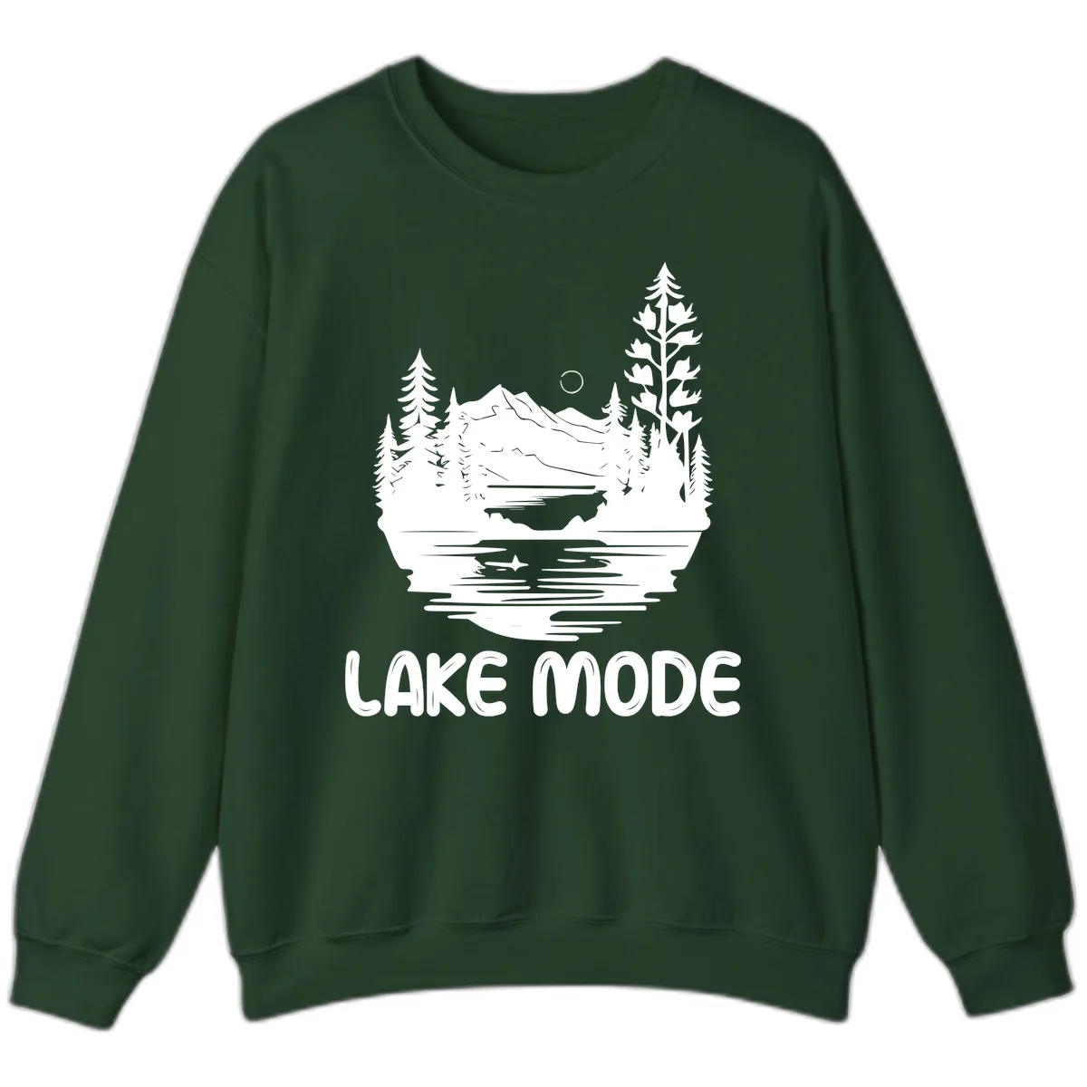 Lake Mode Mountain Landscape Sweatshirt in Forest Green