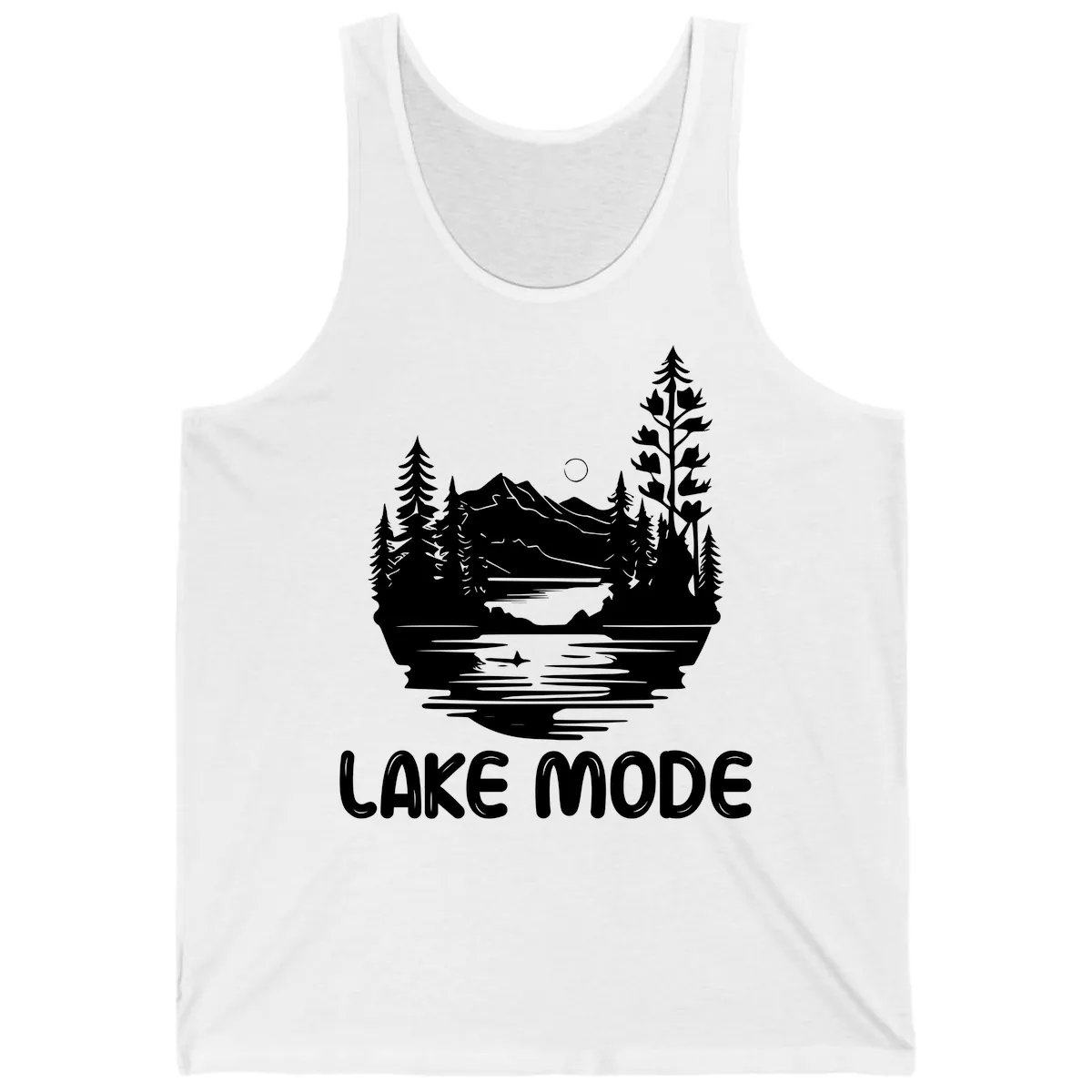Lake Mode Mountain Landscape Tank in White