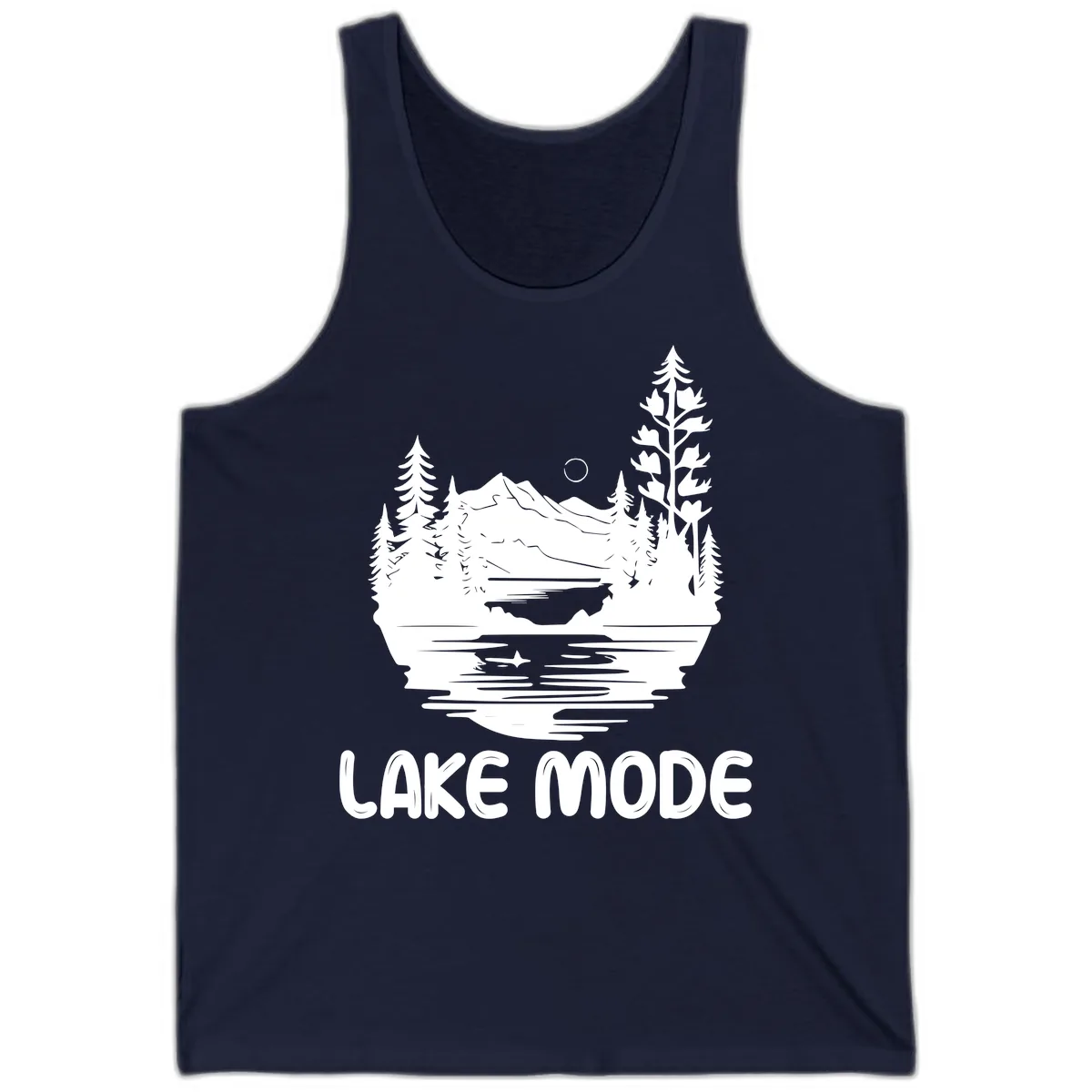 Lake Mode Mountain Landscape Tank in Navy