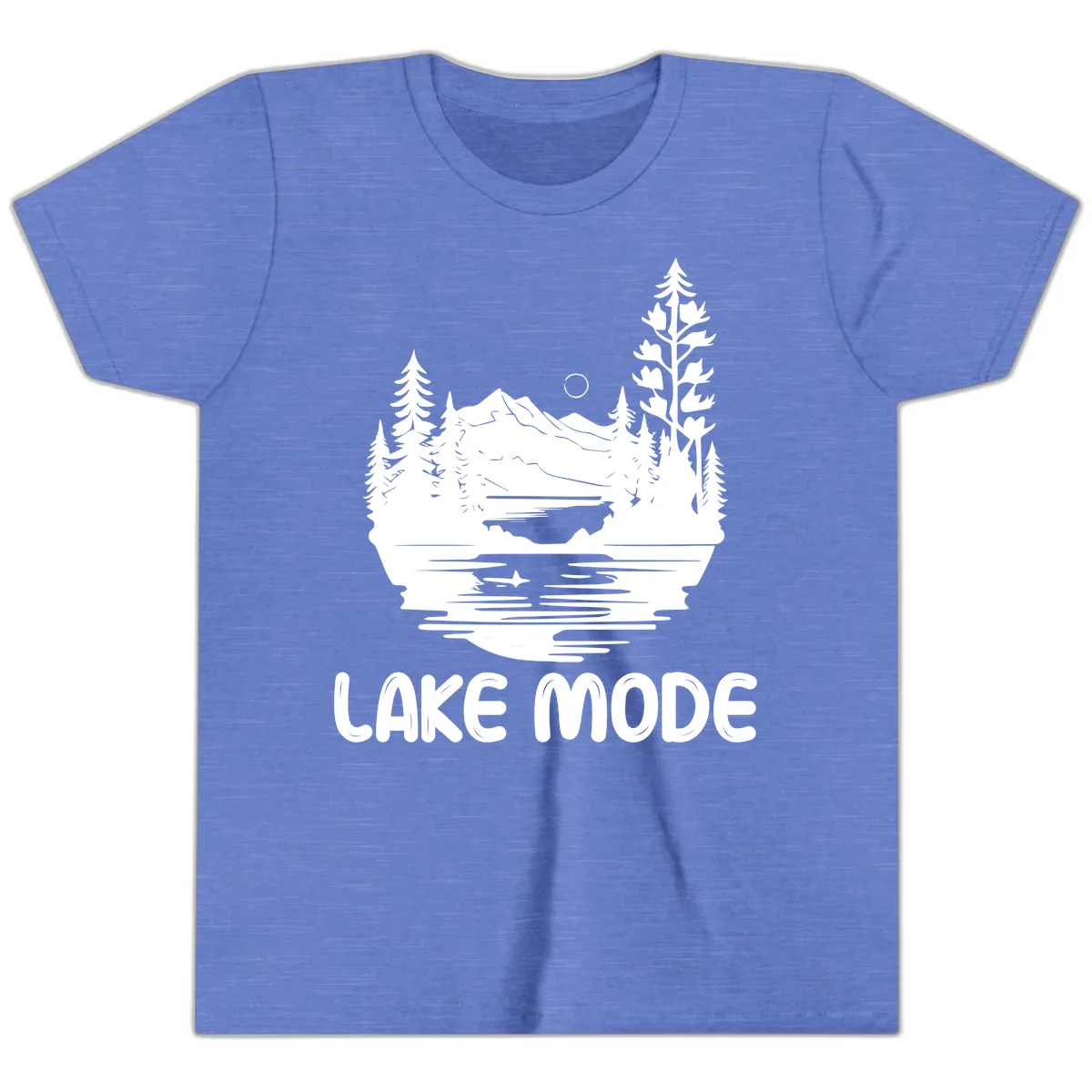 Lake Mode Mountain Landscape Youth T-Shirt in Heather Columbia Blue