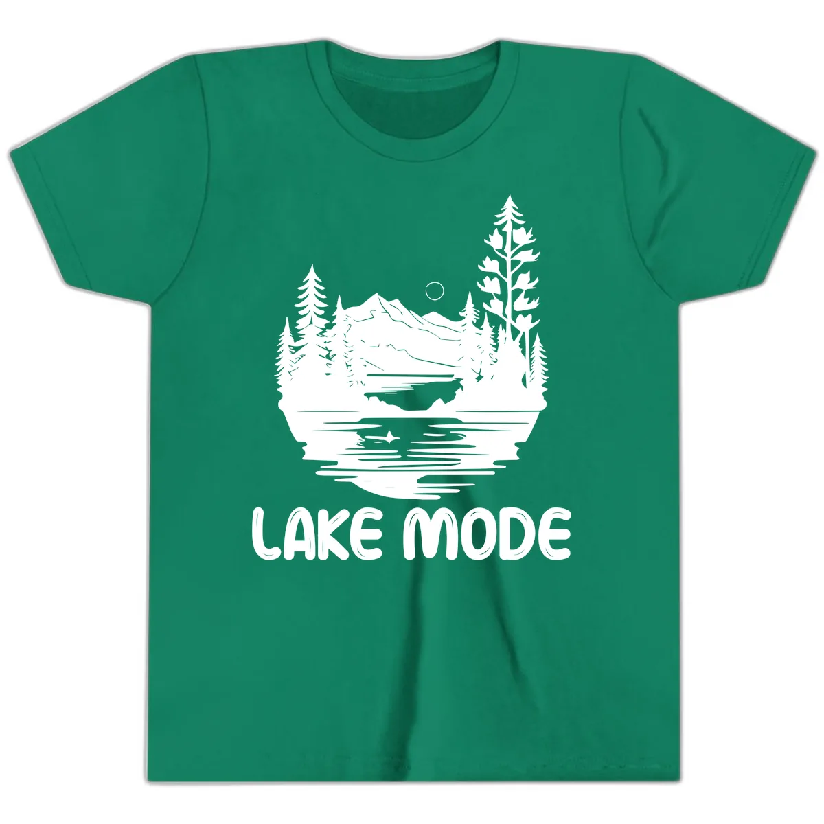 Lake Mode Mountain Landscape Youth T-Shirt in Kelly