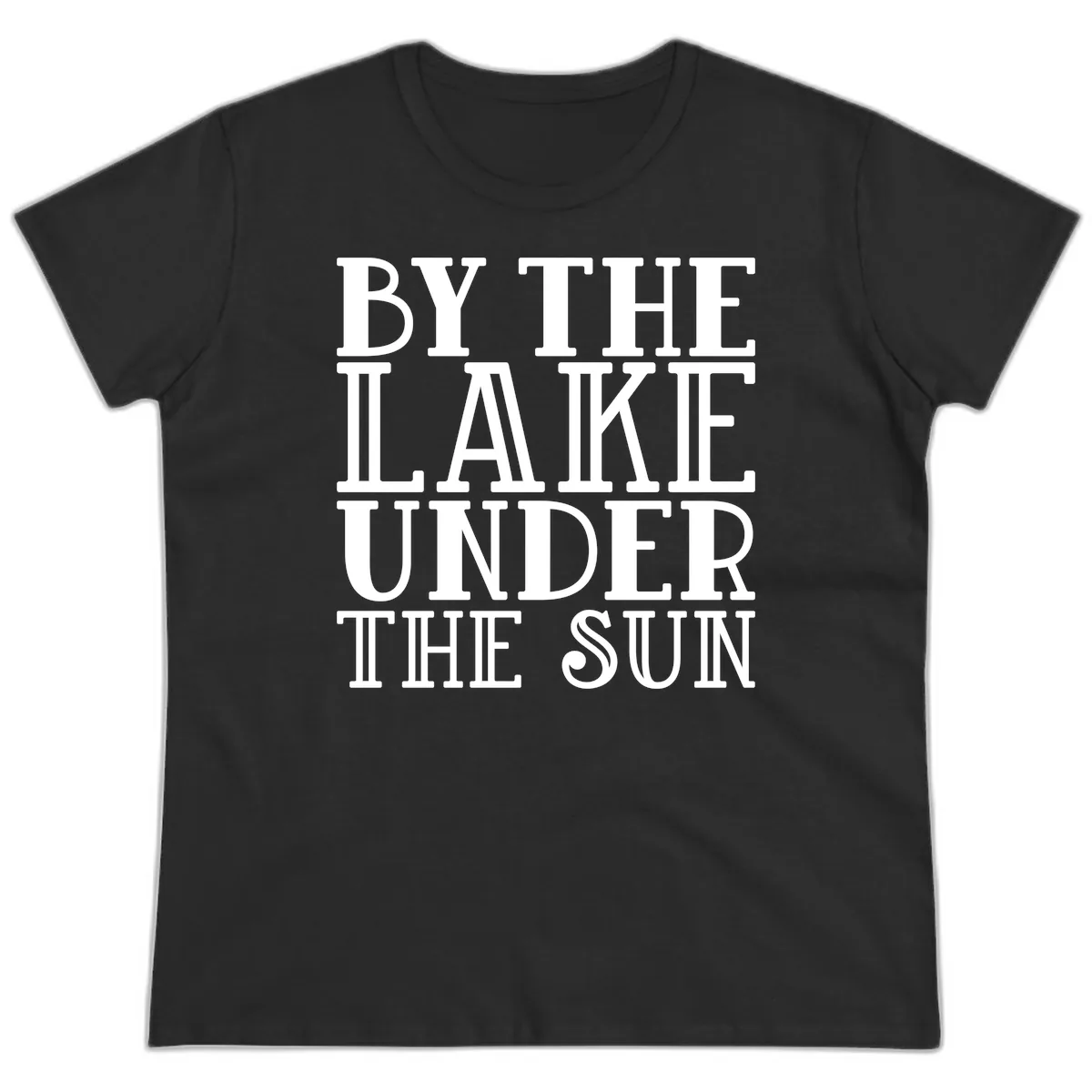 By The Lake Under The Sun Ladies Tee in Black