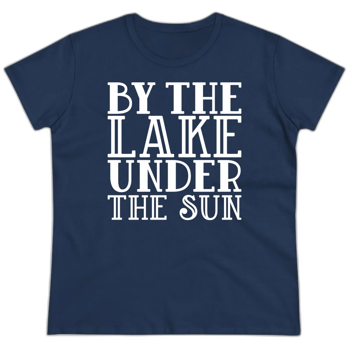 By The Lake Under The Sun Ladies Tee in Navy