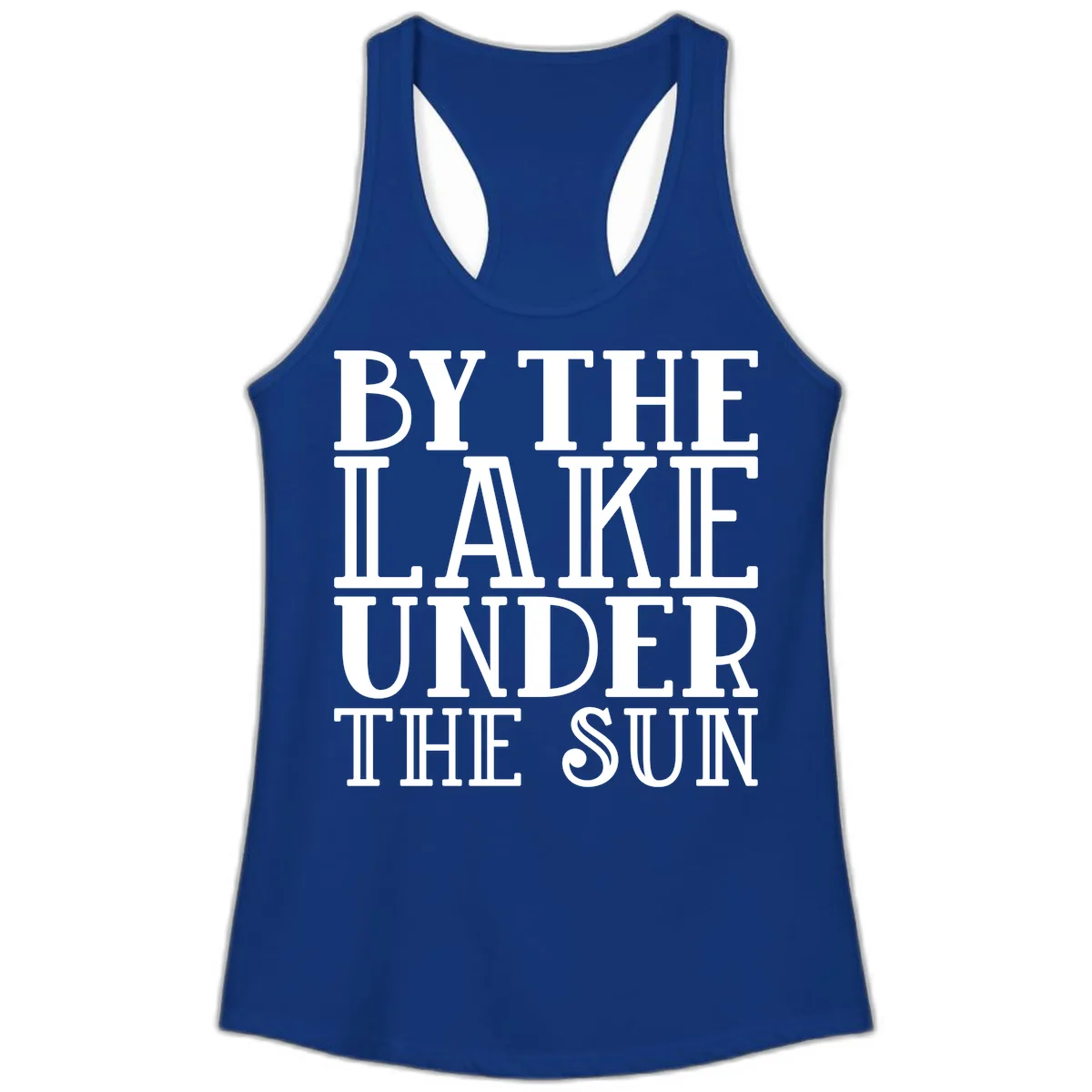 By The Lake Under The Sun Ladies Tank in Solid Royal