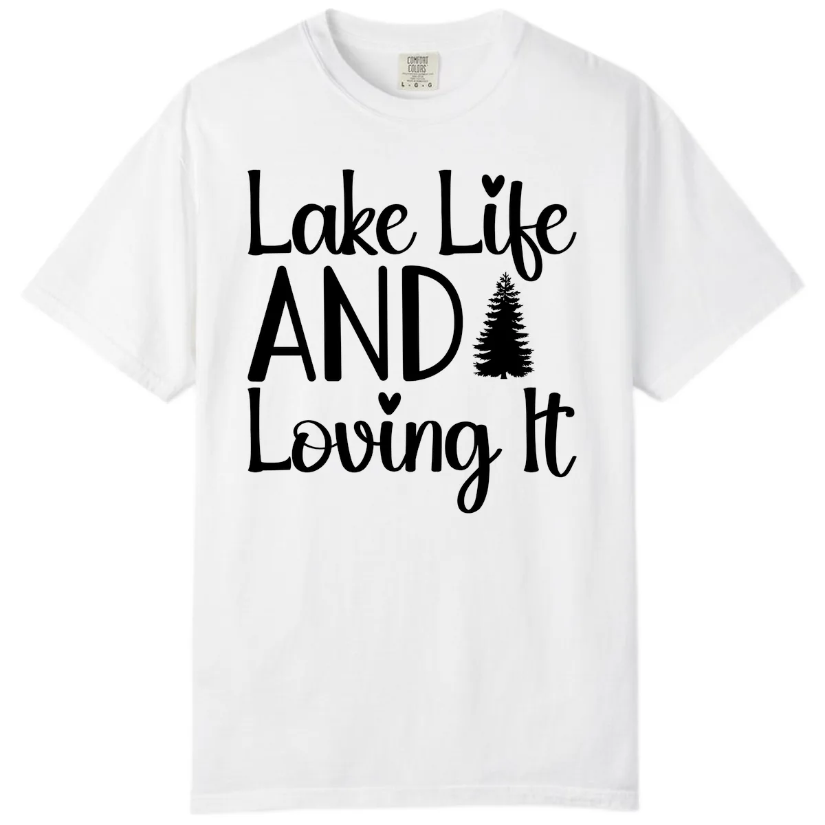 Lake Life And Loving It Typography Comfort Color in White