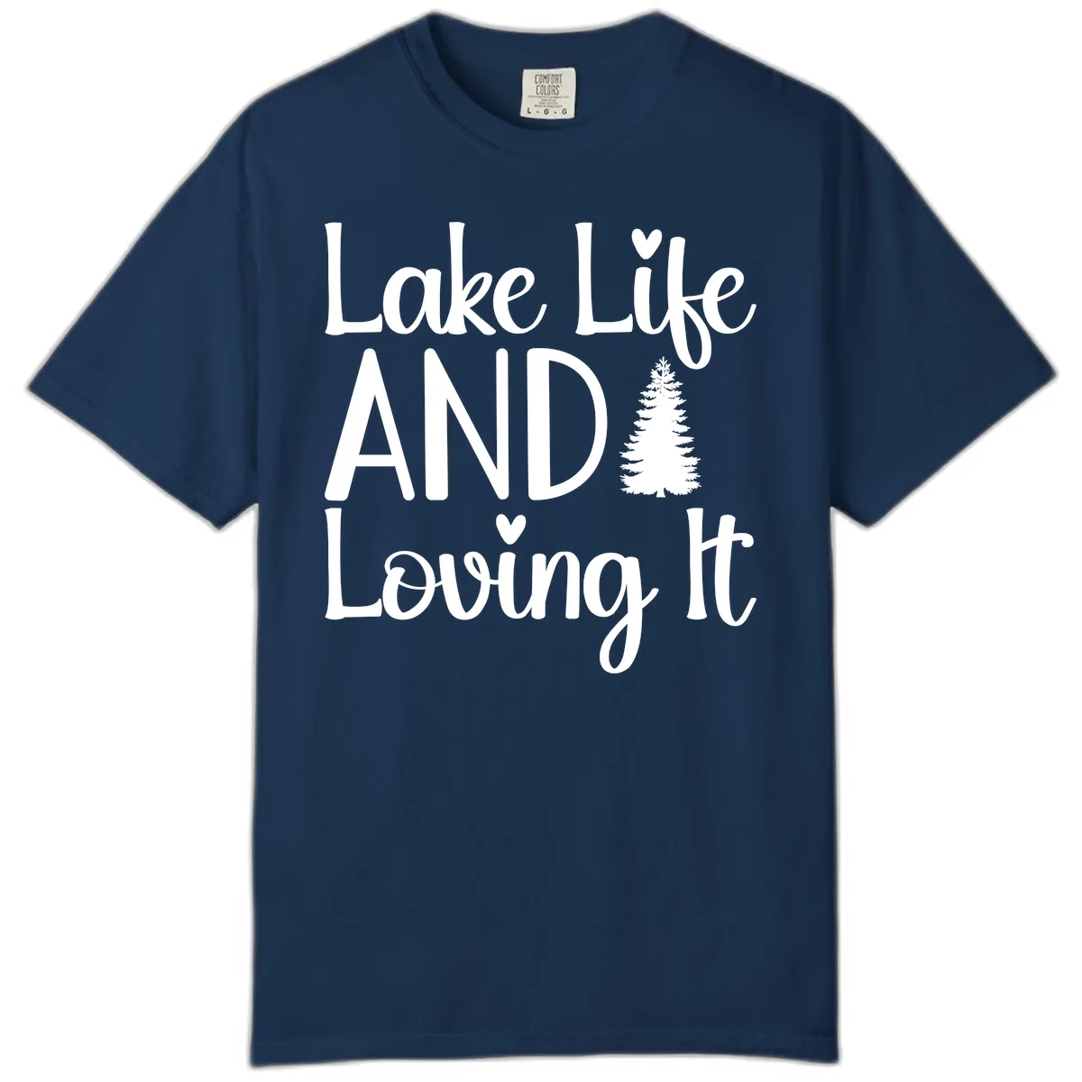 Lake Life And Loving It Typography Comfort Color in Navy